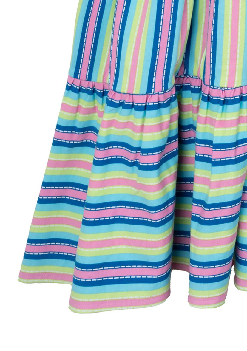 Girls 7-16 Flutter Sleeve Striped Dress