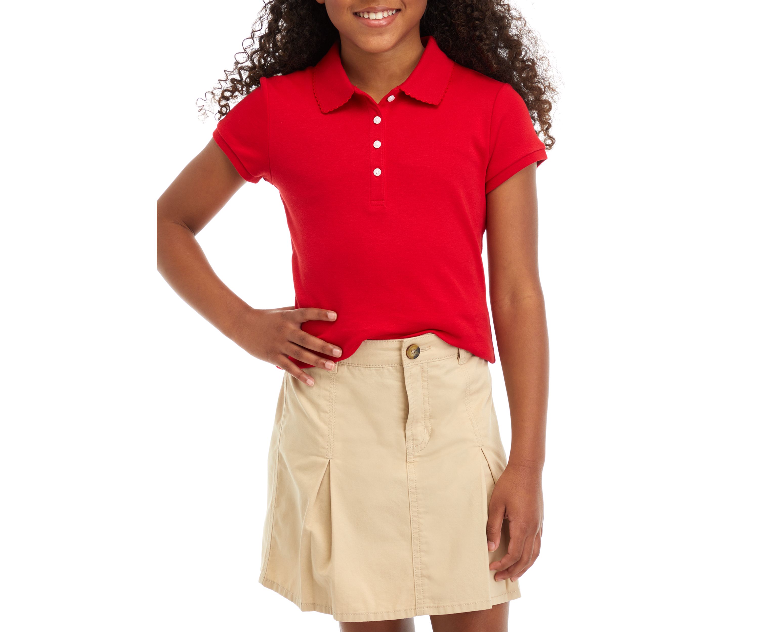 Girls 7-16 Short Sleeve Knit Polo Shirt