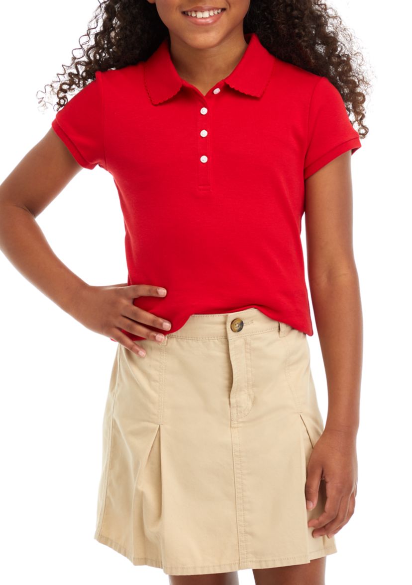 Girls 7-16 Short Sleeve Knit Polo Shirt