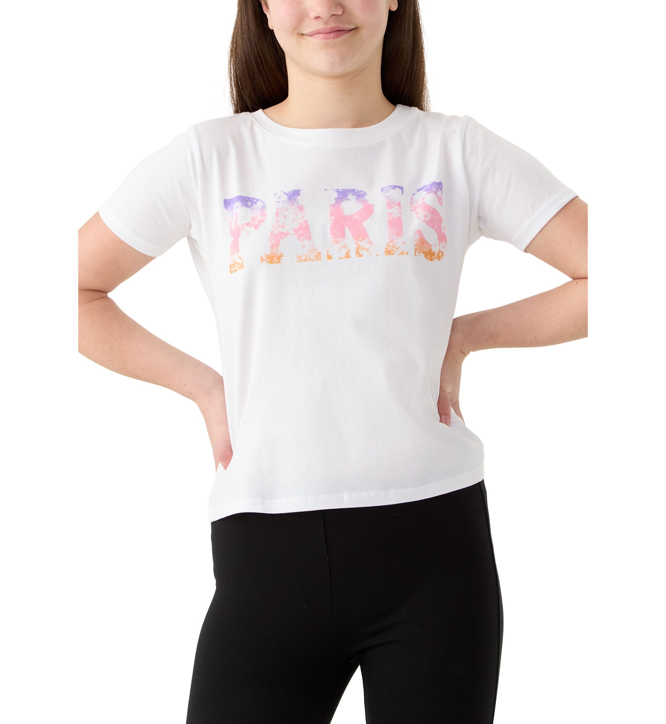 Girls 7-16 Short Sleeve Paris Graphic T-Shirt