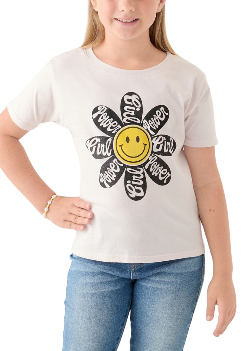 Girls 7-16 Girl Power Smiley Flower Graphic T-Shirt