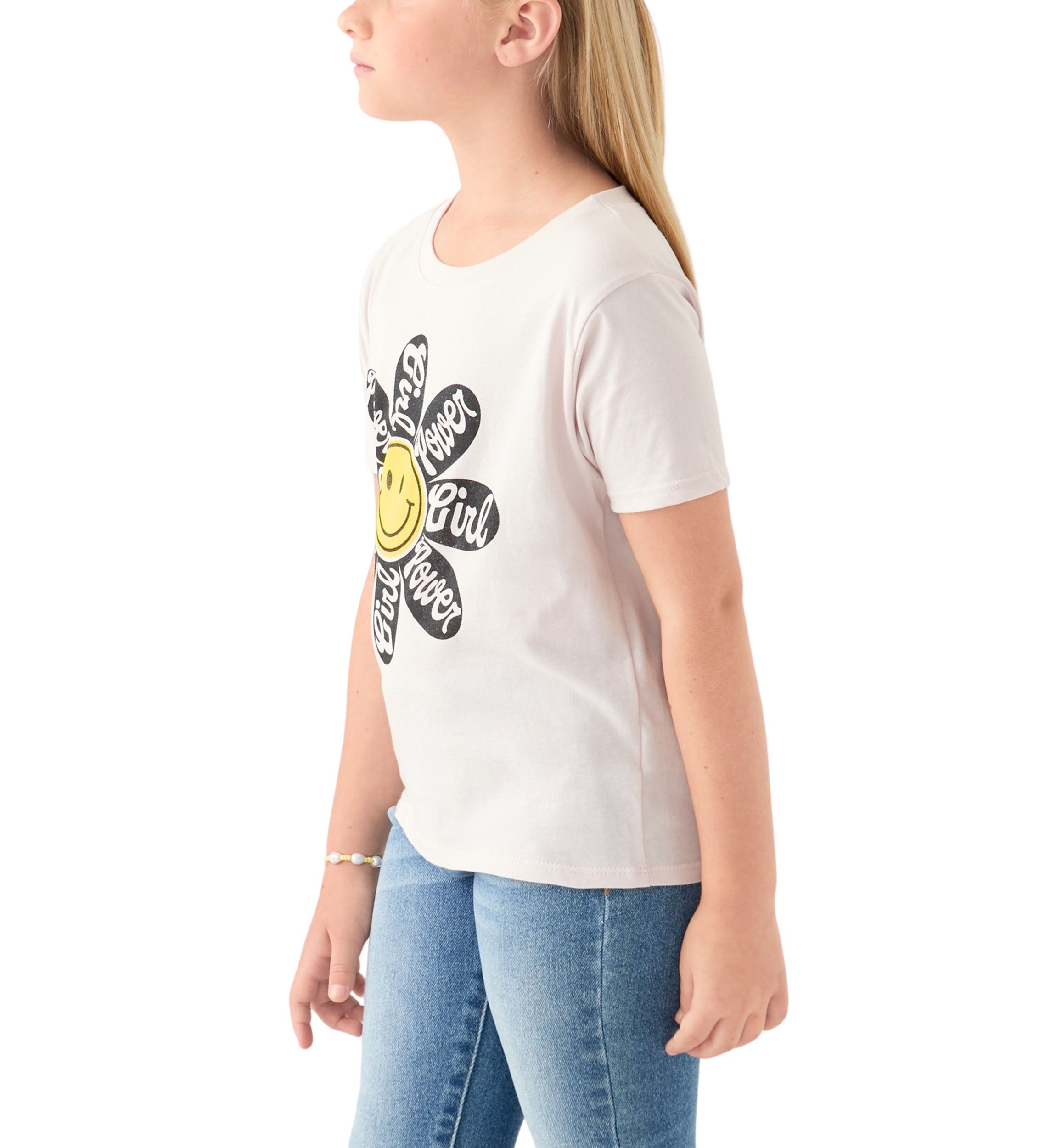 Girls 7-16 Girl Power Smiley Flower Graphic T-Shirt