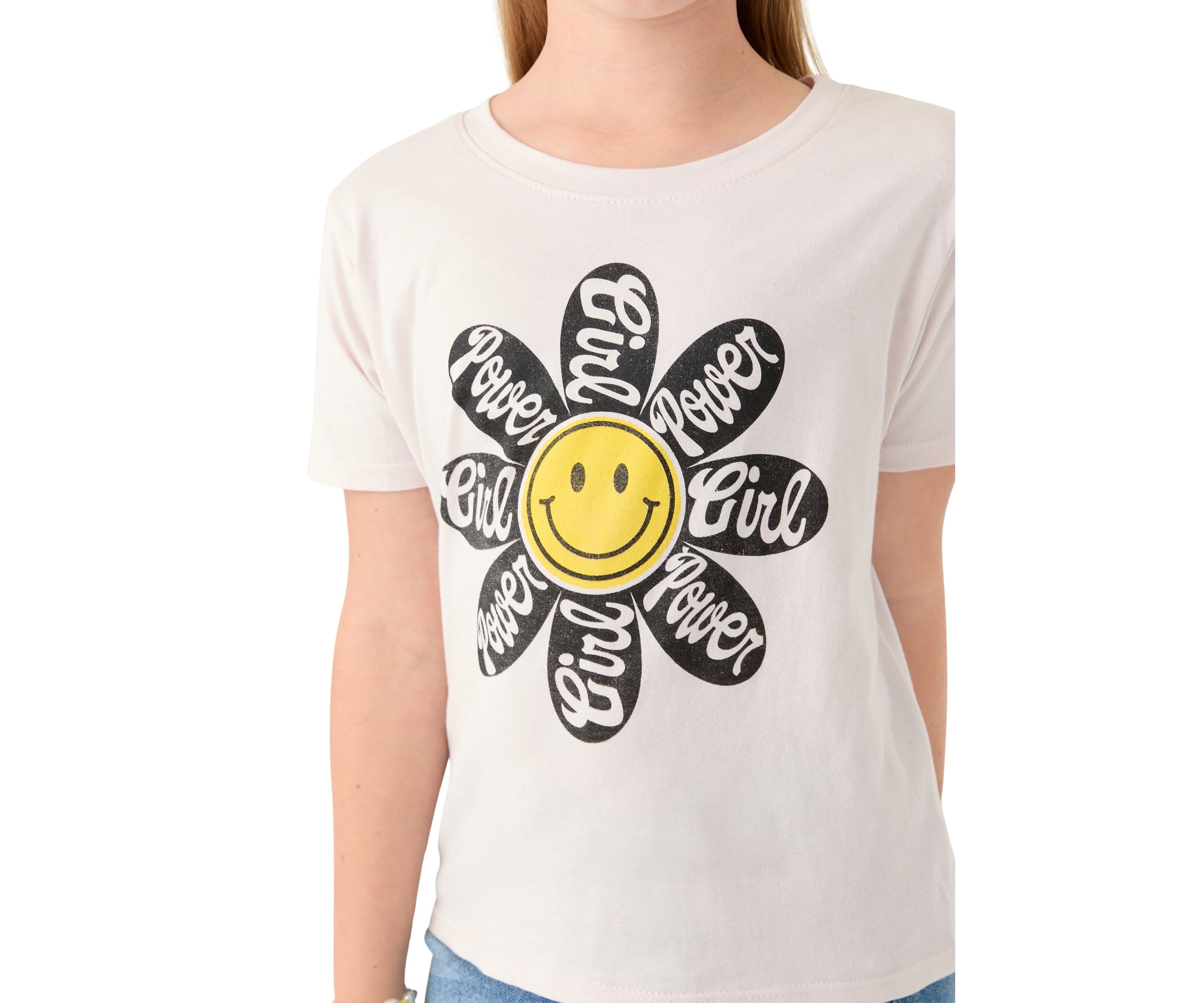 Girls 7-16 Girl Power Smiley Flower Graphic T-Shirt