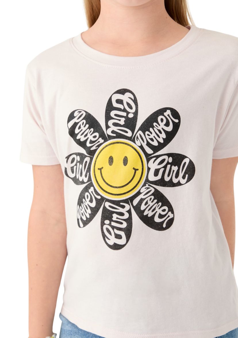 Girls 7-16 Girl Power Smiley Flower Graphic T-Shirt