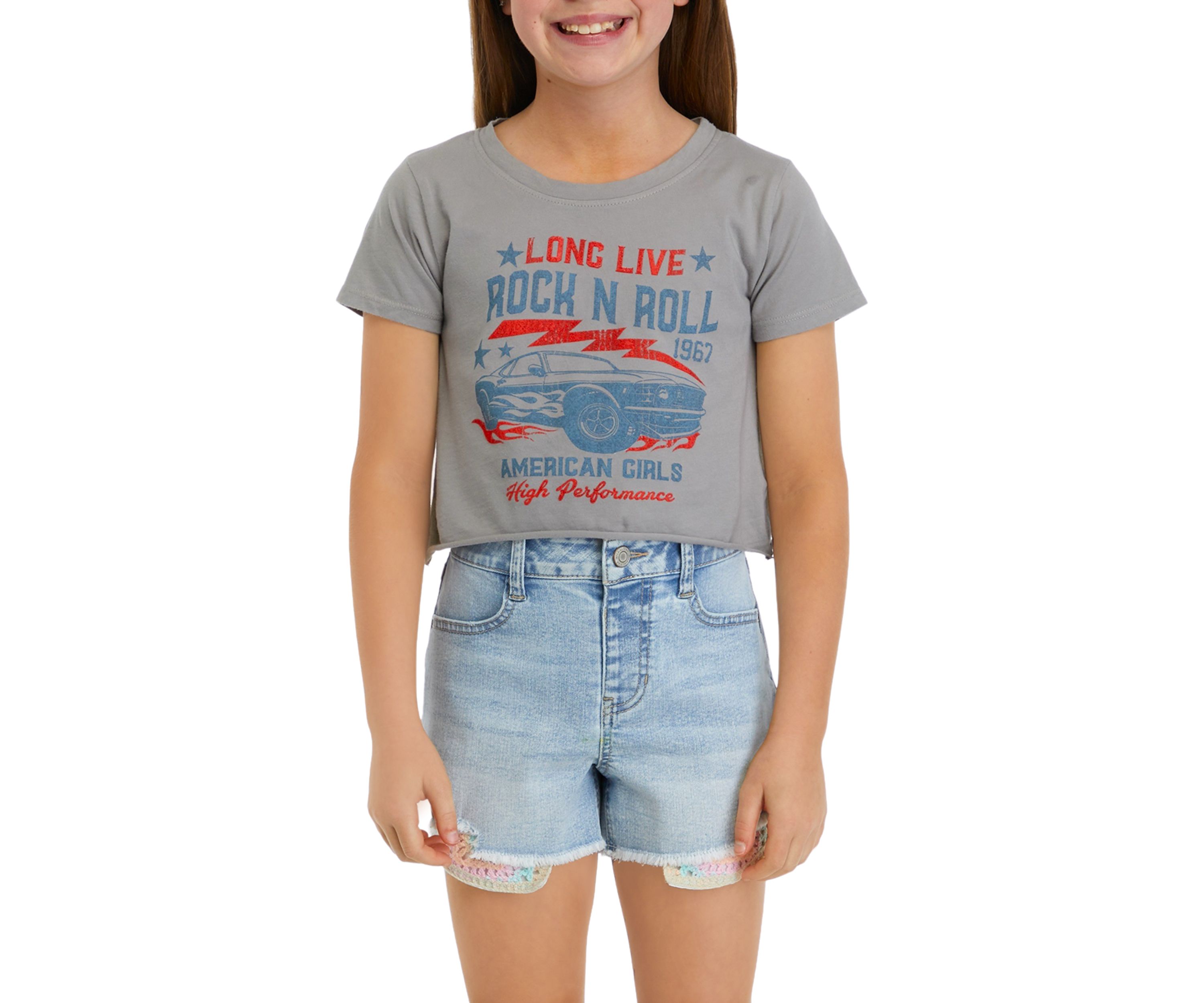Girls 4-6x Rock N Roll Short Sleeve Graphic T-Shirt