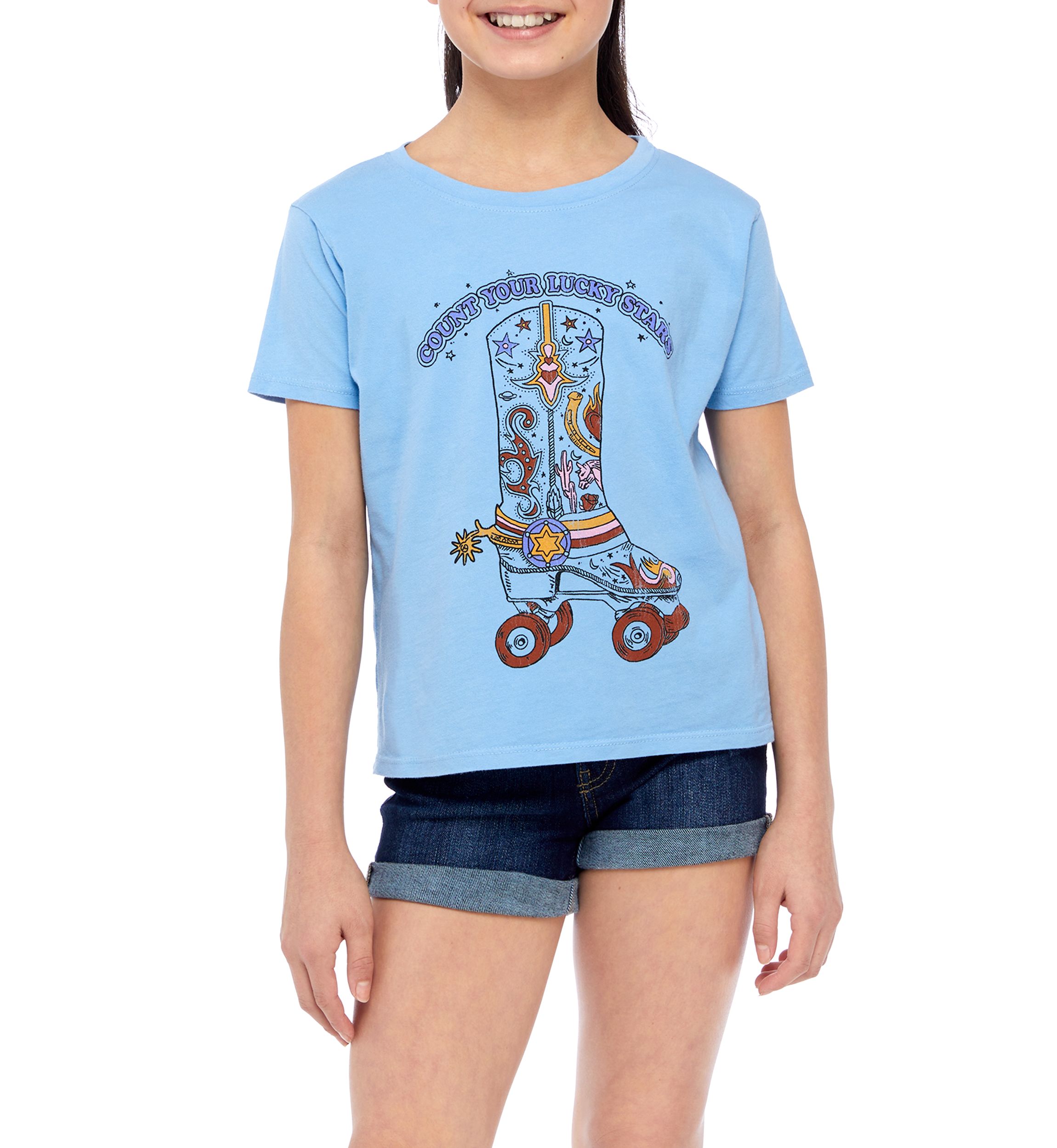 Girls 7-16 Boot Rollerskate Graphic T-Shirt