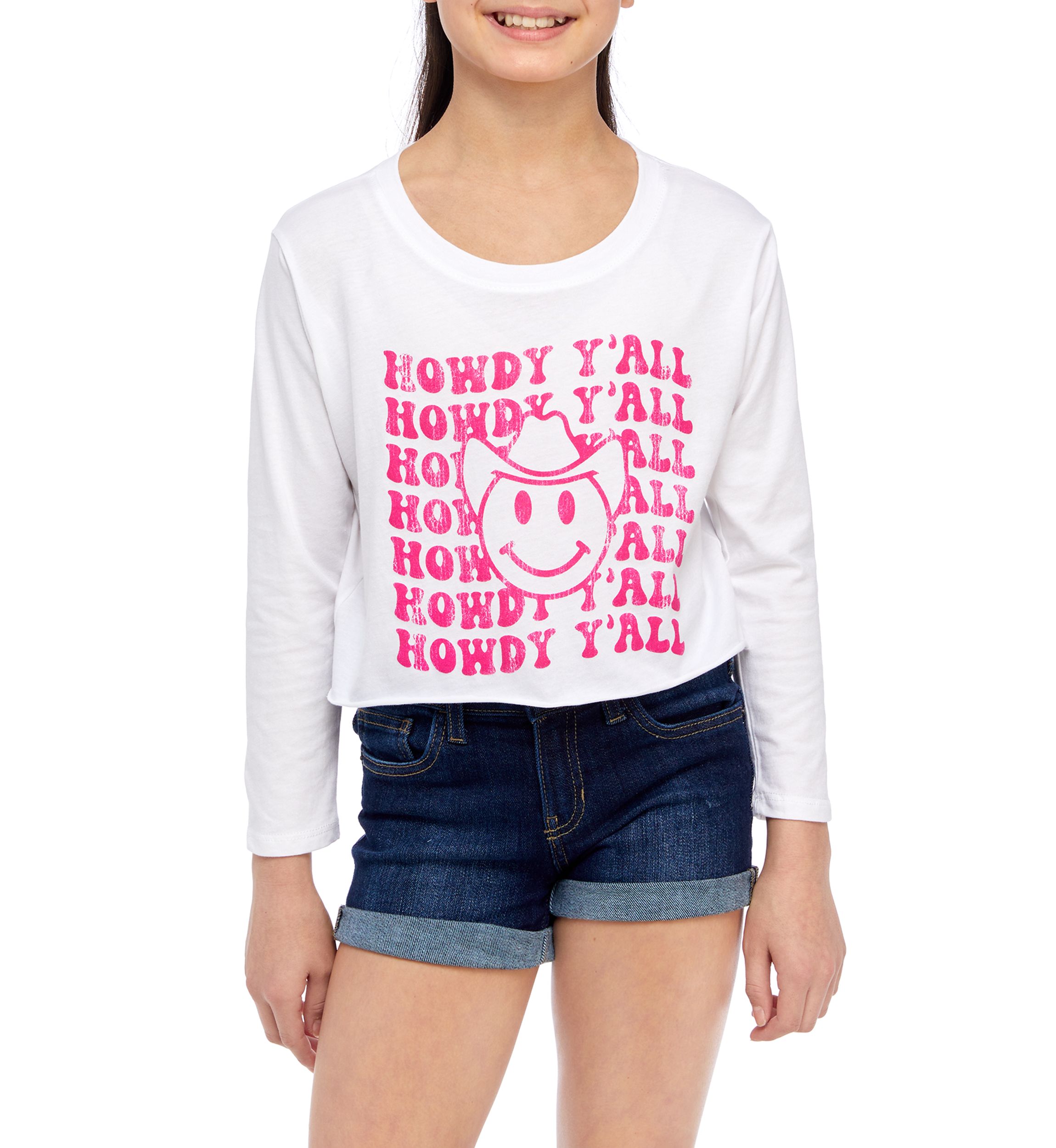 Girls 7-16 Howdy Yall Long Sleeve Graphic T-Shirt