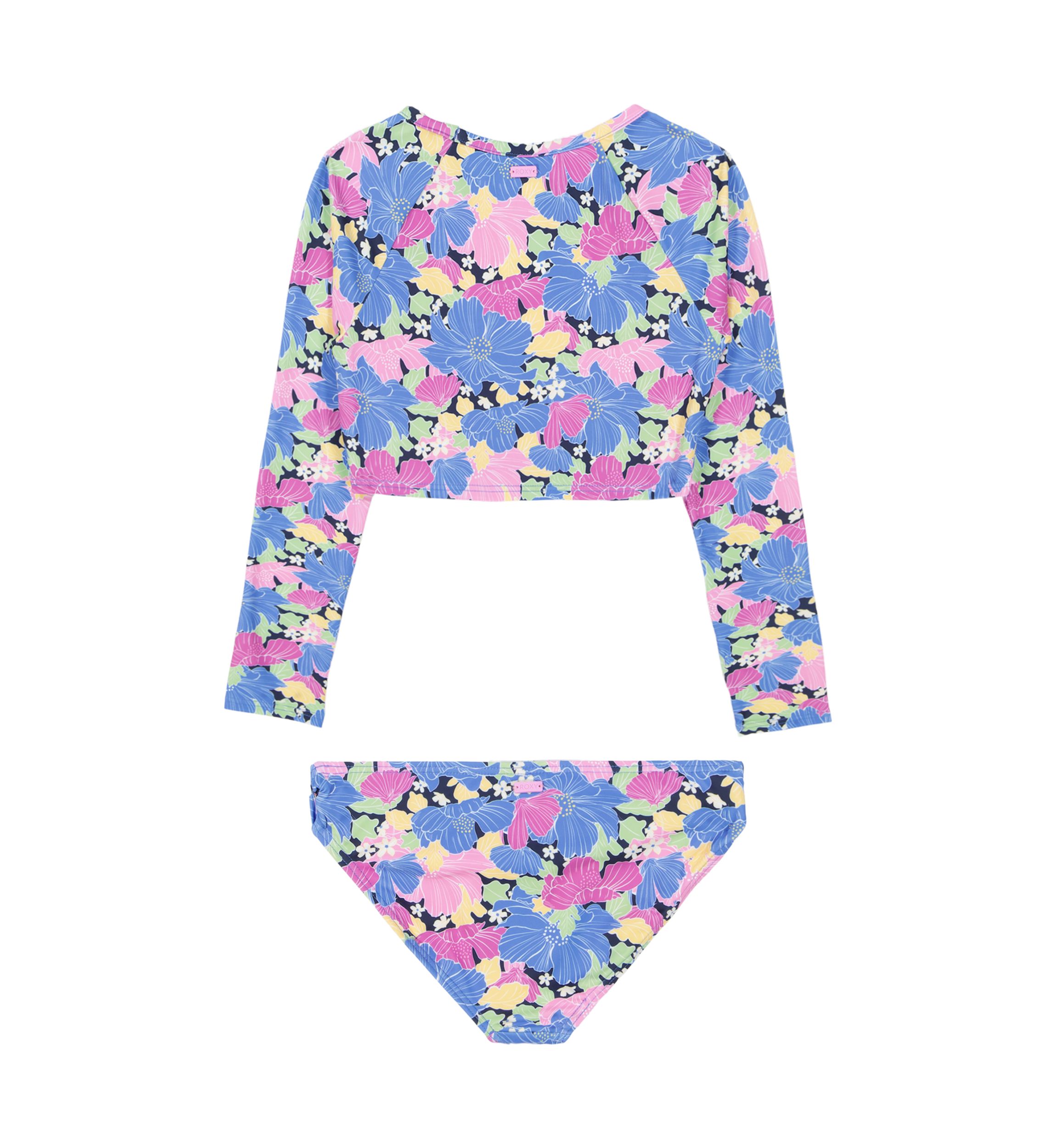 Girls 7-16 Floral Printed Rashguard Set