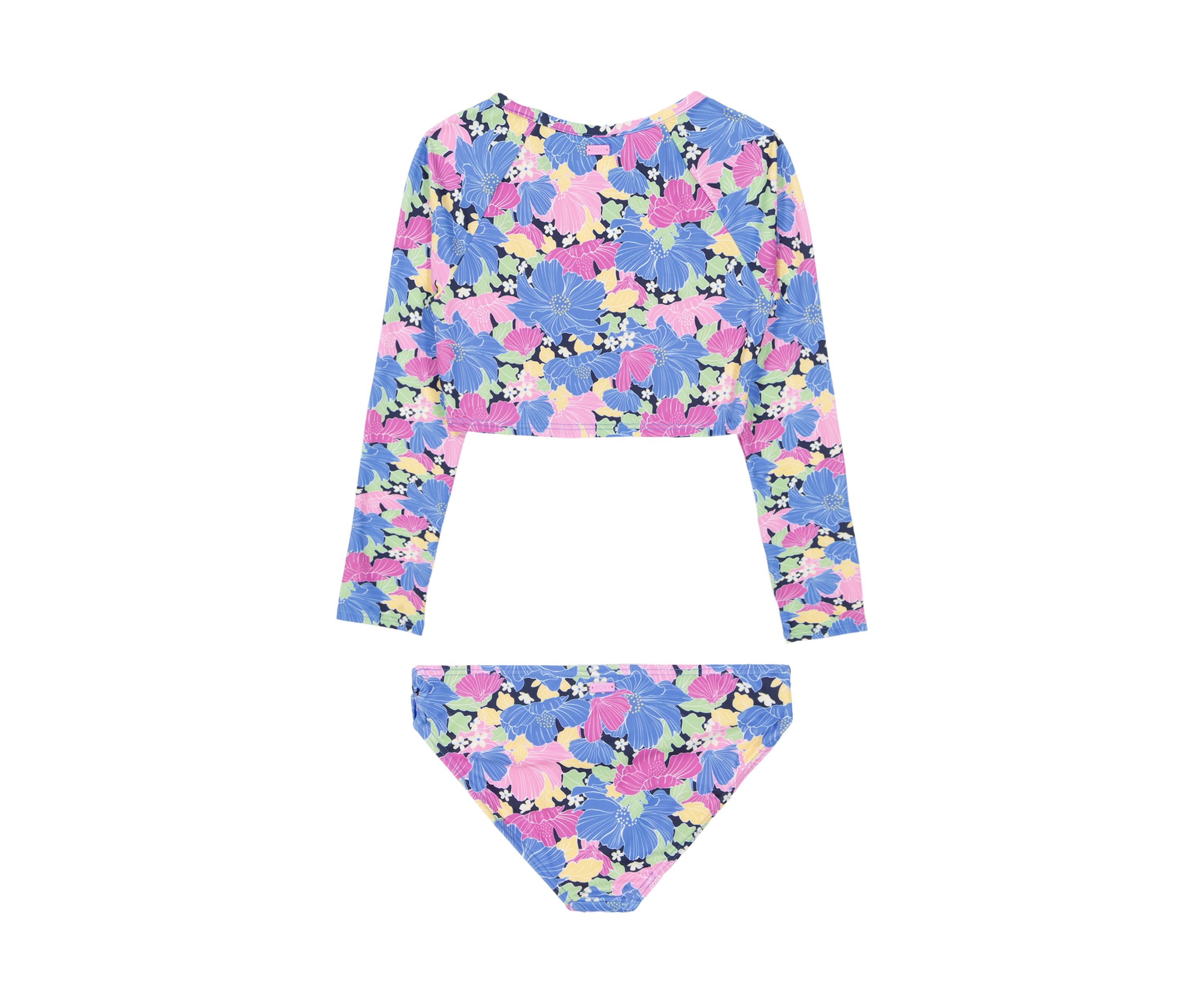 Girls 7-16 Floral Printed Rashguard Set