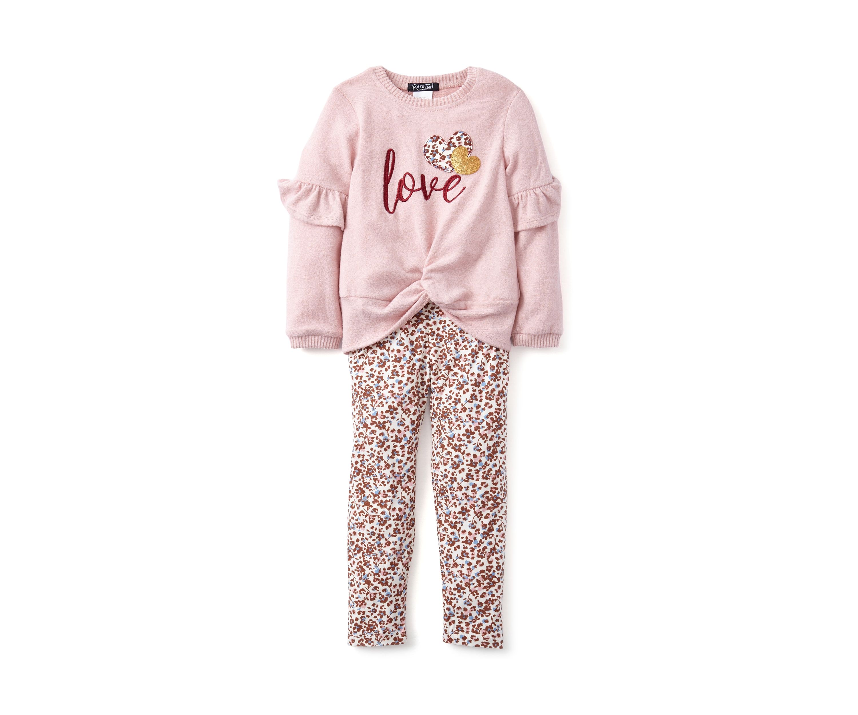 Girls 4-6x Love Graphic Top and Printed Leggings Set