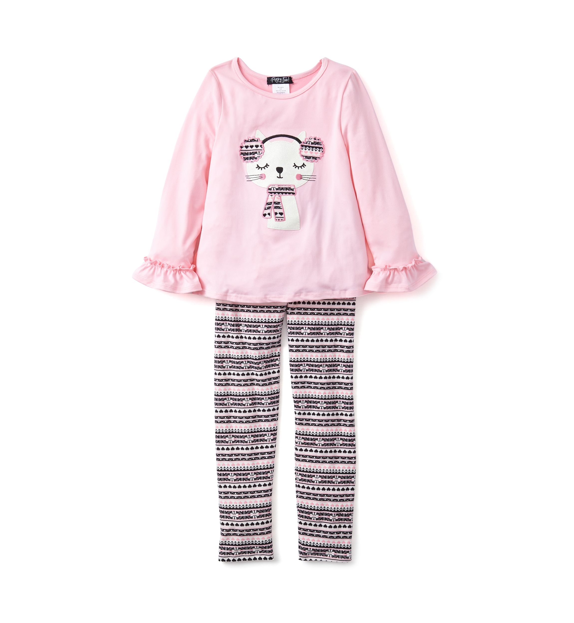 Girls 4-6x Kitty Graphic Top and Printed Leggings Set