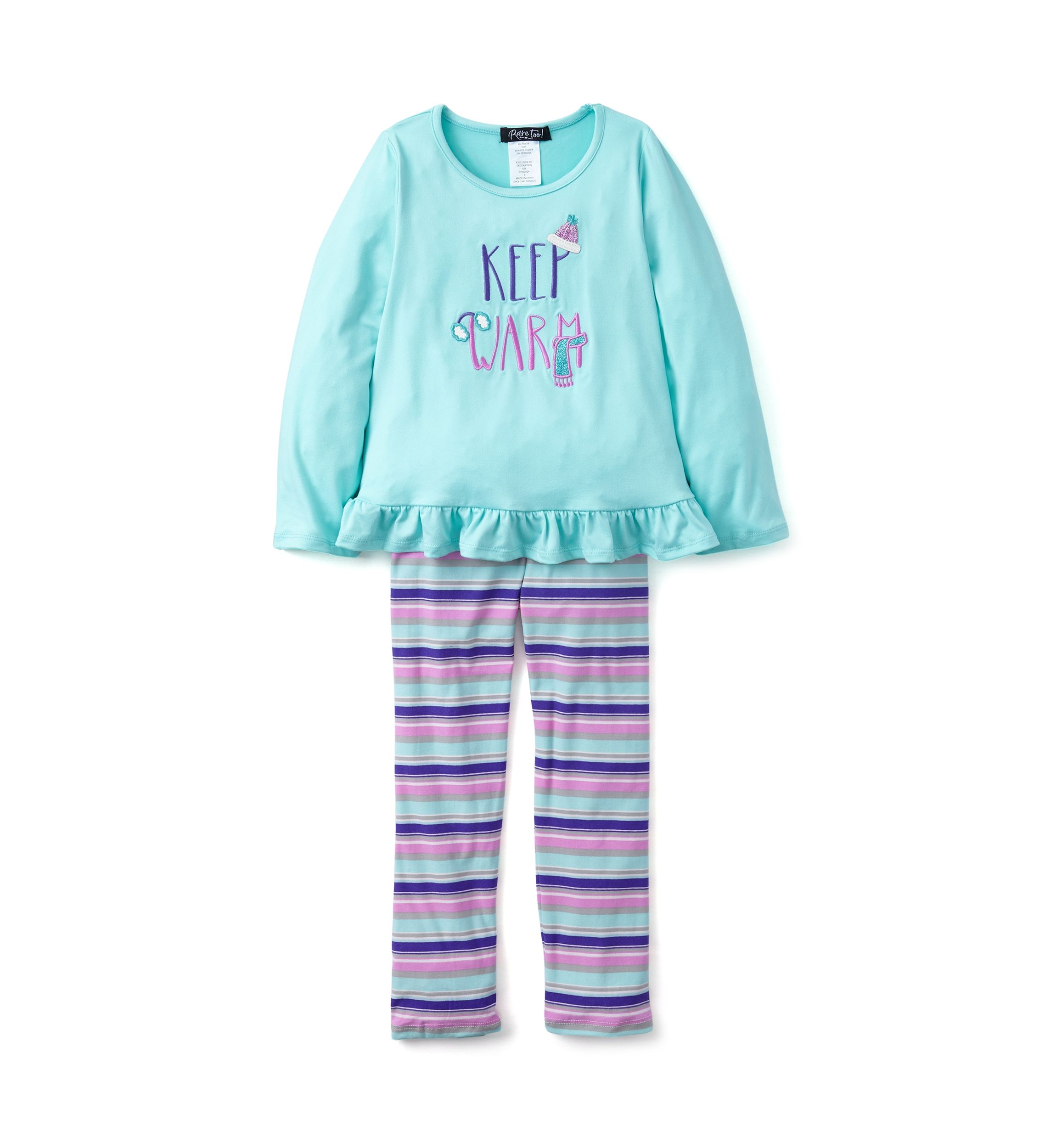 Girls 4-6x Keep Warm Graphic Top and Printed Leggings Set