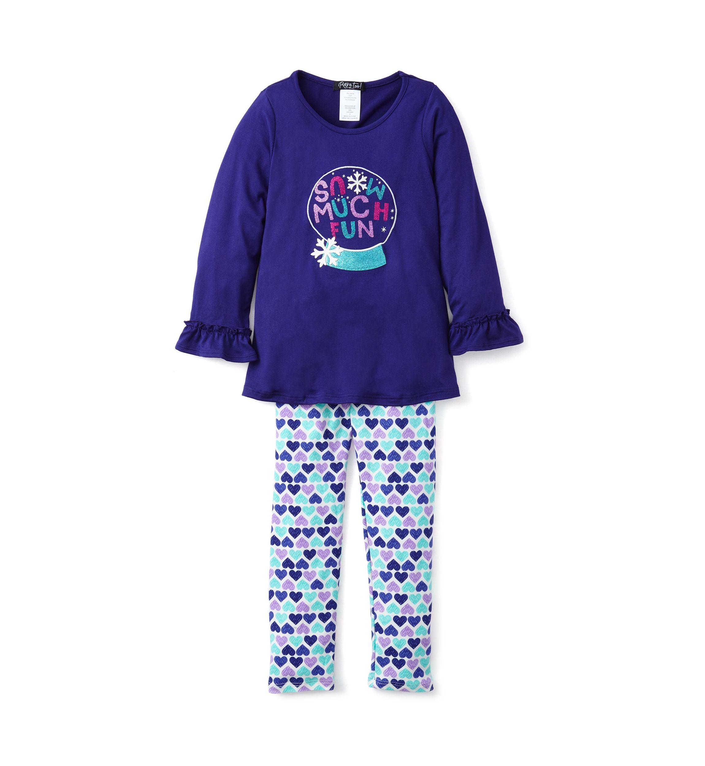 Girls 4-6x Snow Much Fun Graphic Top and Printed Leggings Set