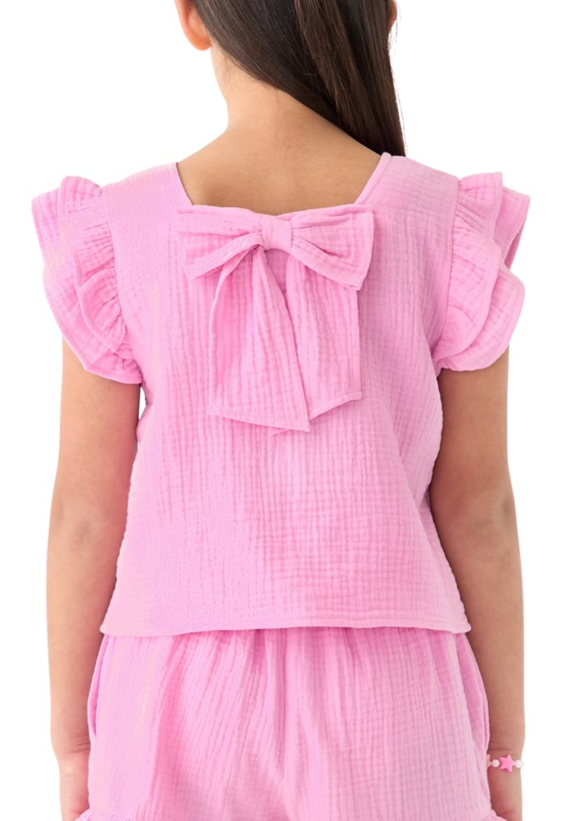 Girls 7-16 Pink Ruffle Top 