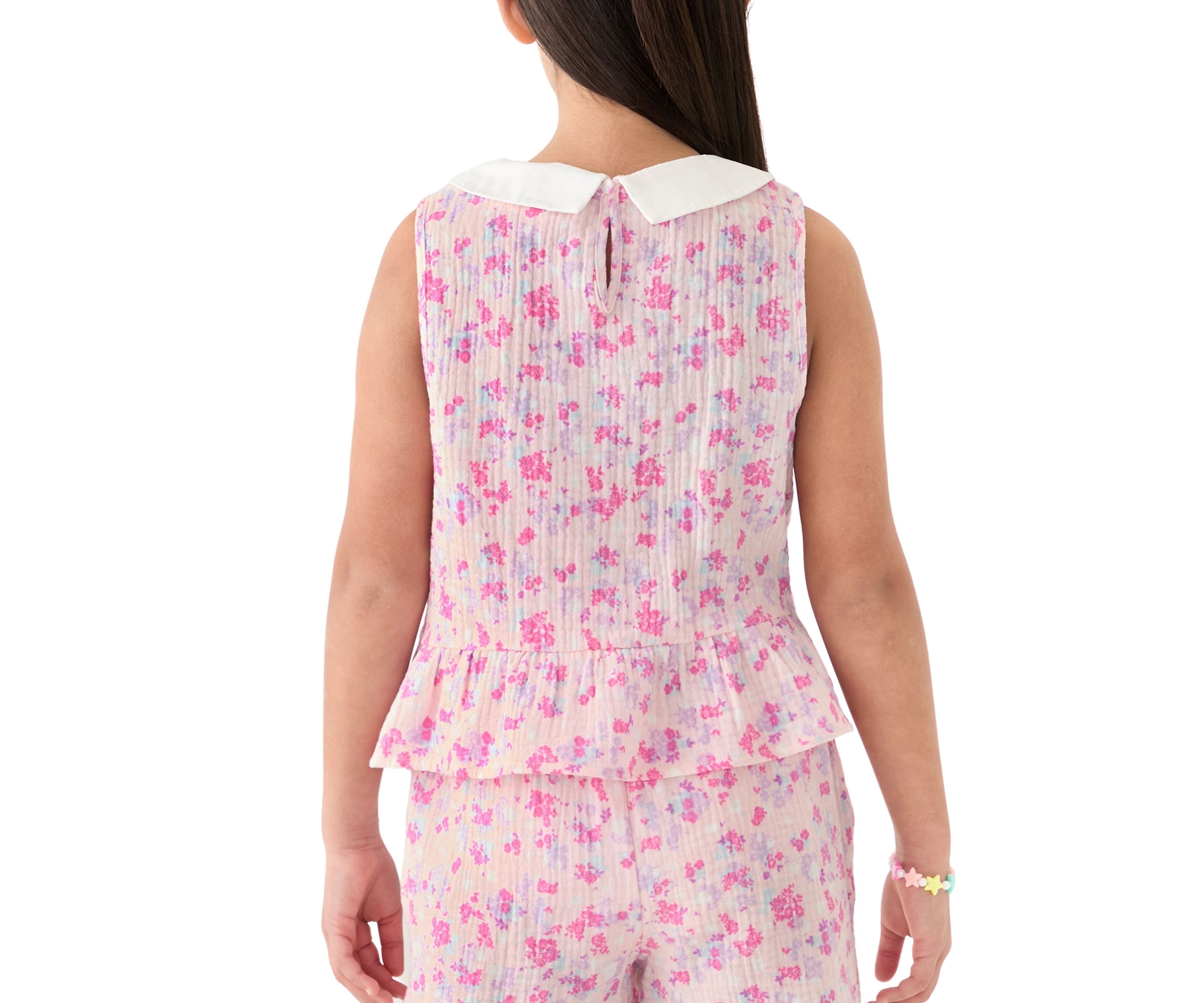 Girls 7-16 Prink Printed Collared Top