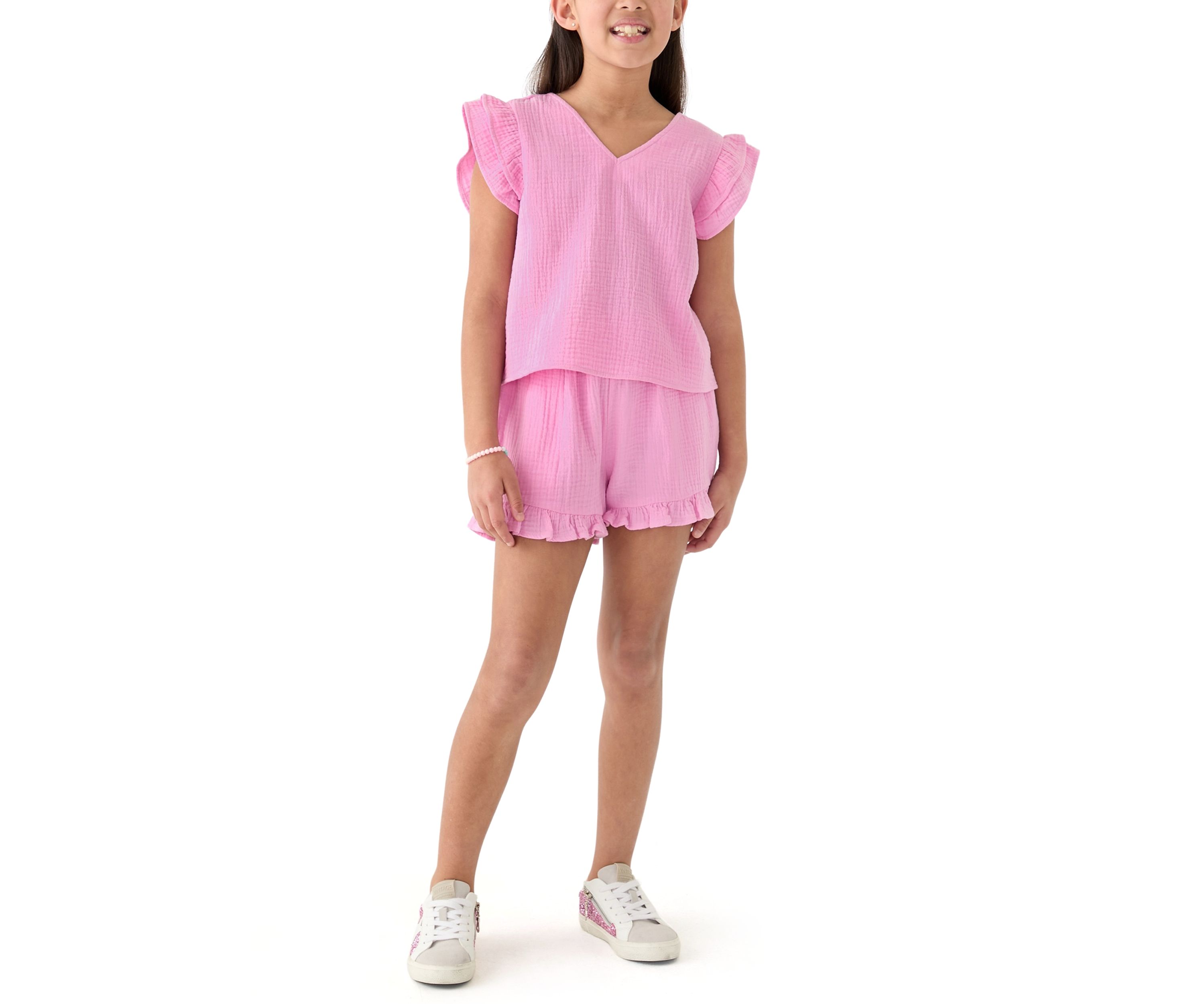 Girls 7-16 Pink Ruffle Short