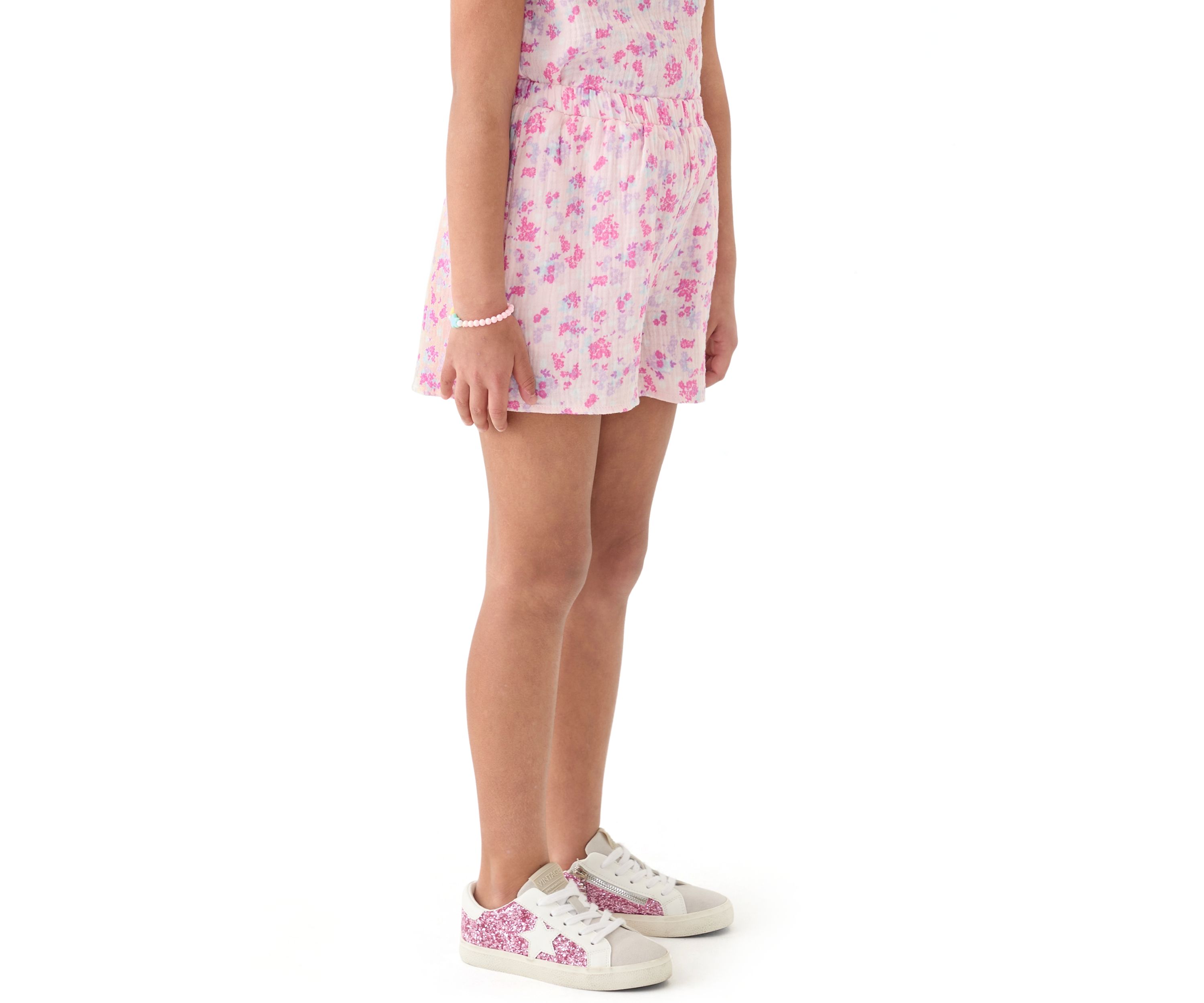 Girls 7-16 Pink Printed Shorts 