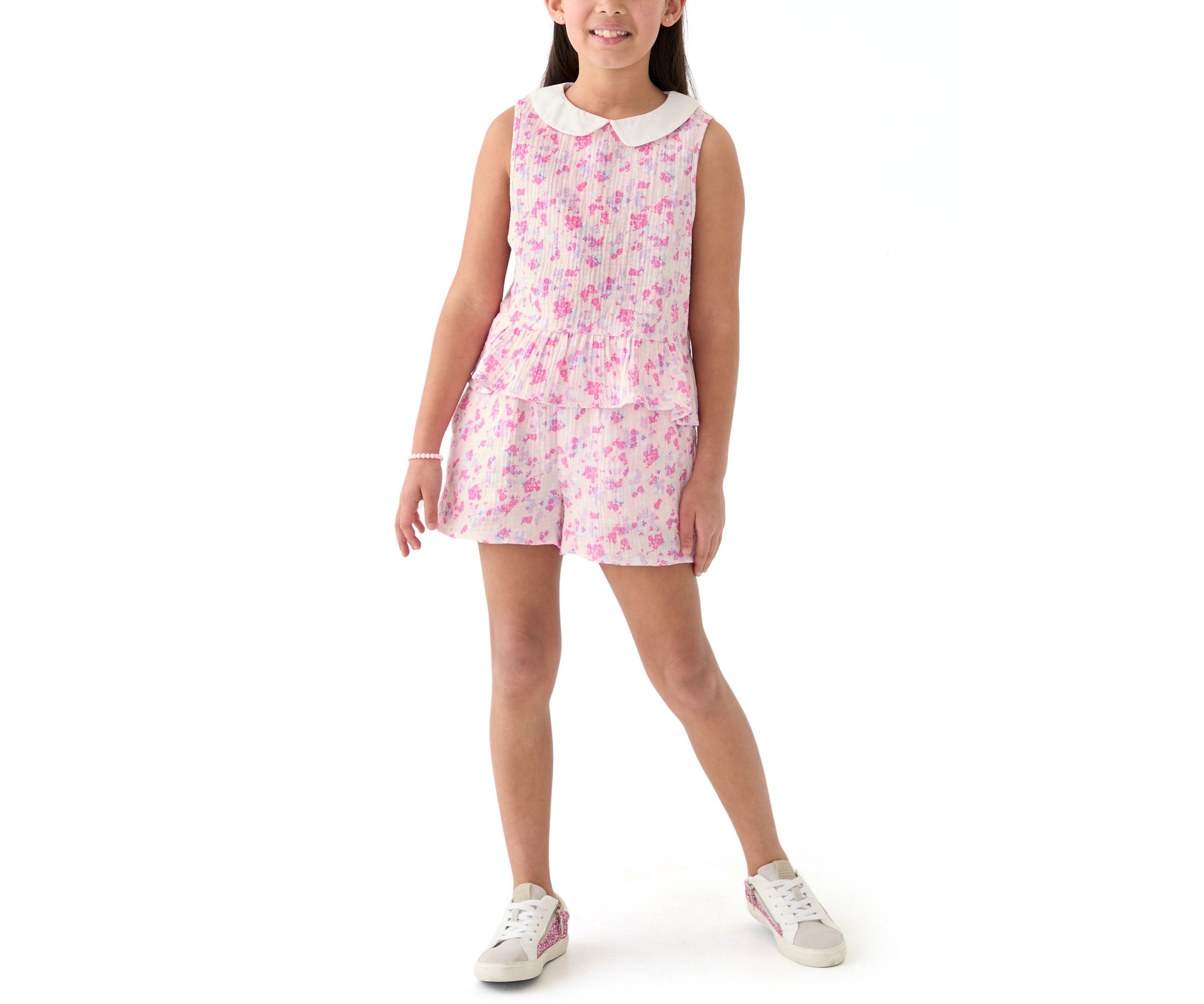 Girls 7-16 Pink Printed Shorts 