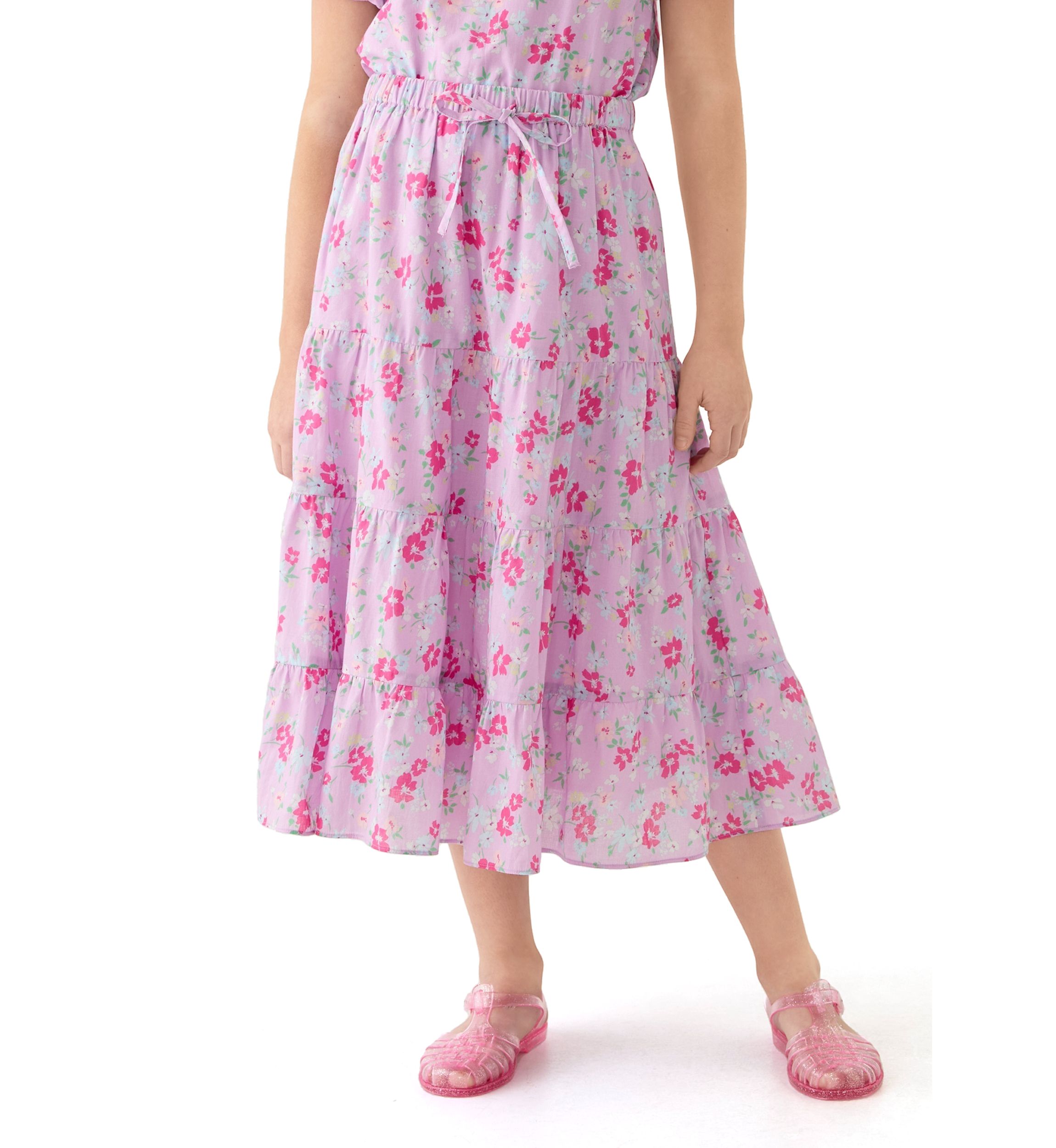 Girls 7-16 Maxi Purple Printed Skirt