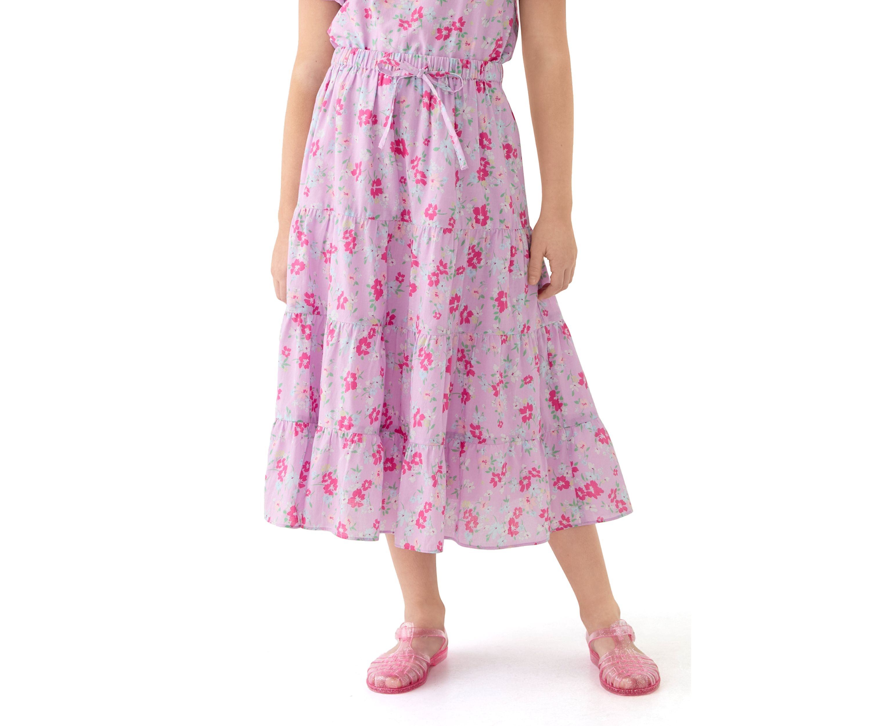 Girls 7-16 Maxi Purple Printed Skirt