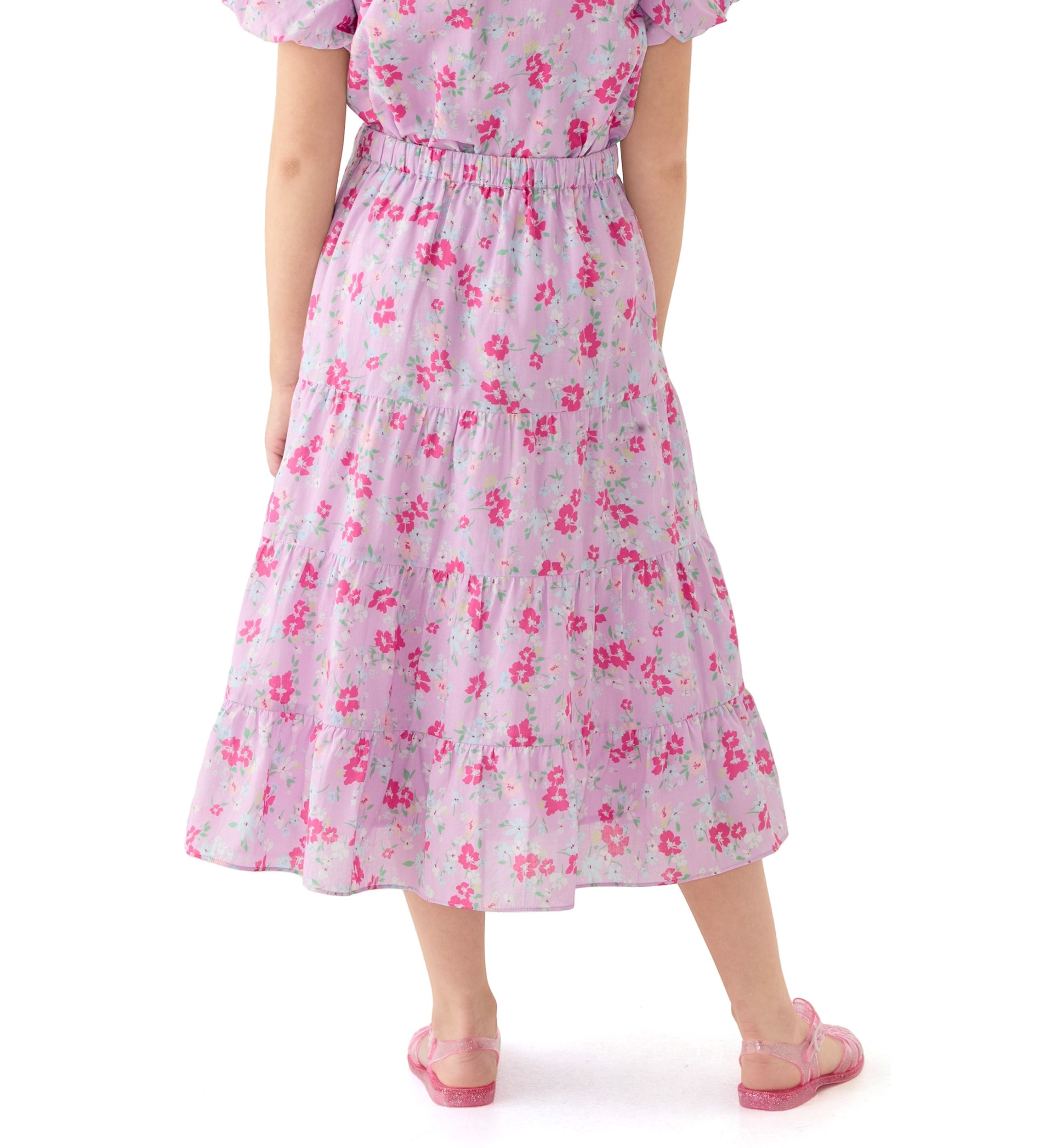 Girls 7-16 Maxi Purple Printed Skirt