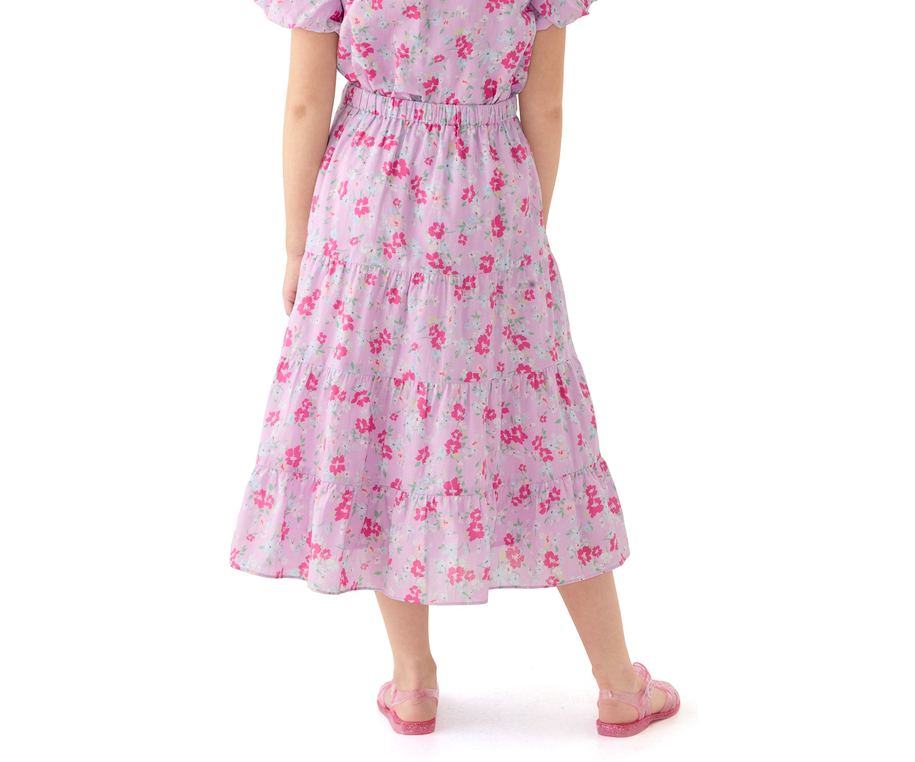 Girls 7-16 Maxi Purple Printed Skirt