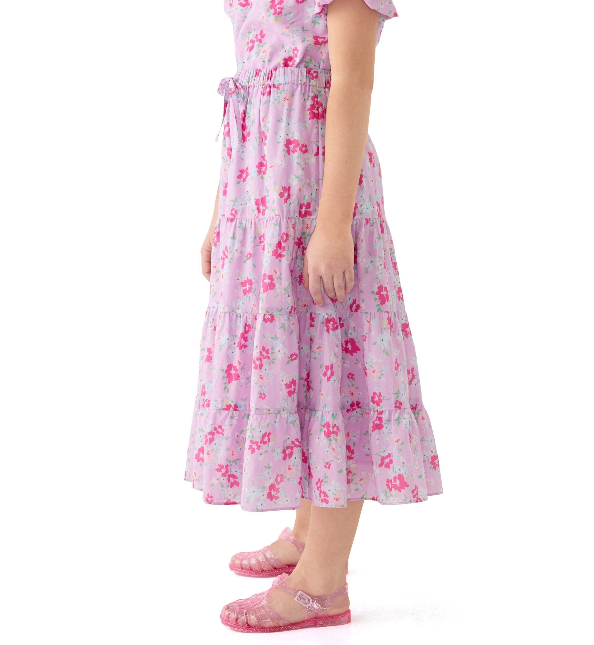 Girls 7-16 Maxi Purple Printed Skirt