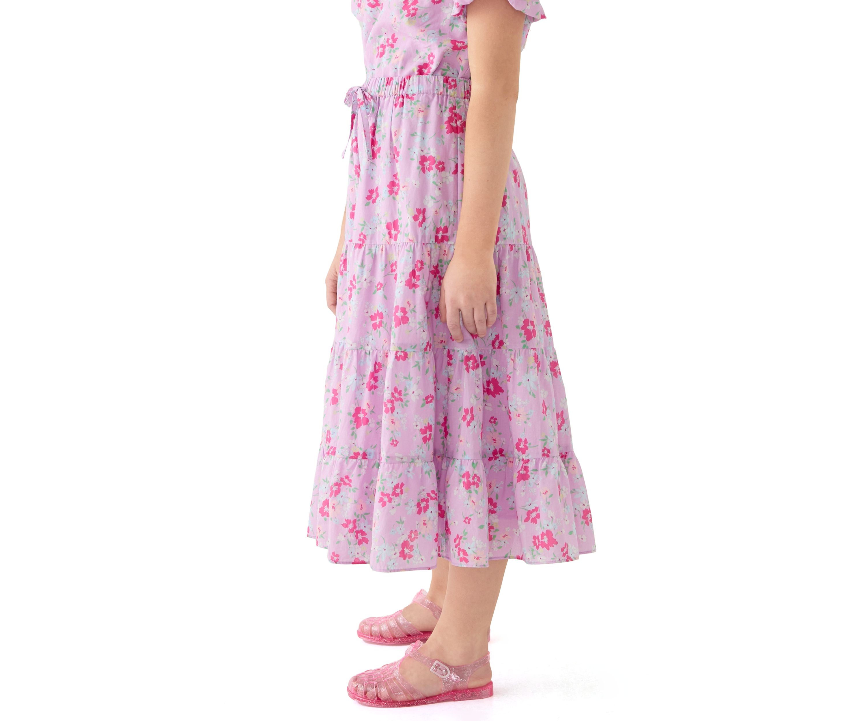 Girls 7-16 Maxi Purple Printed Skirt