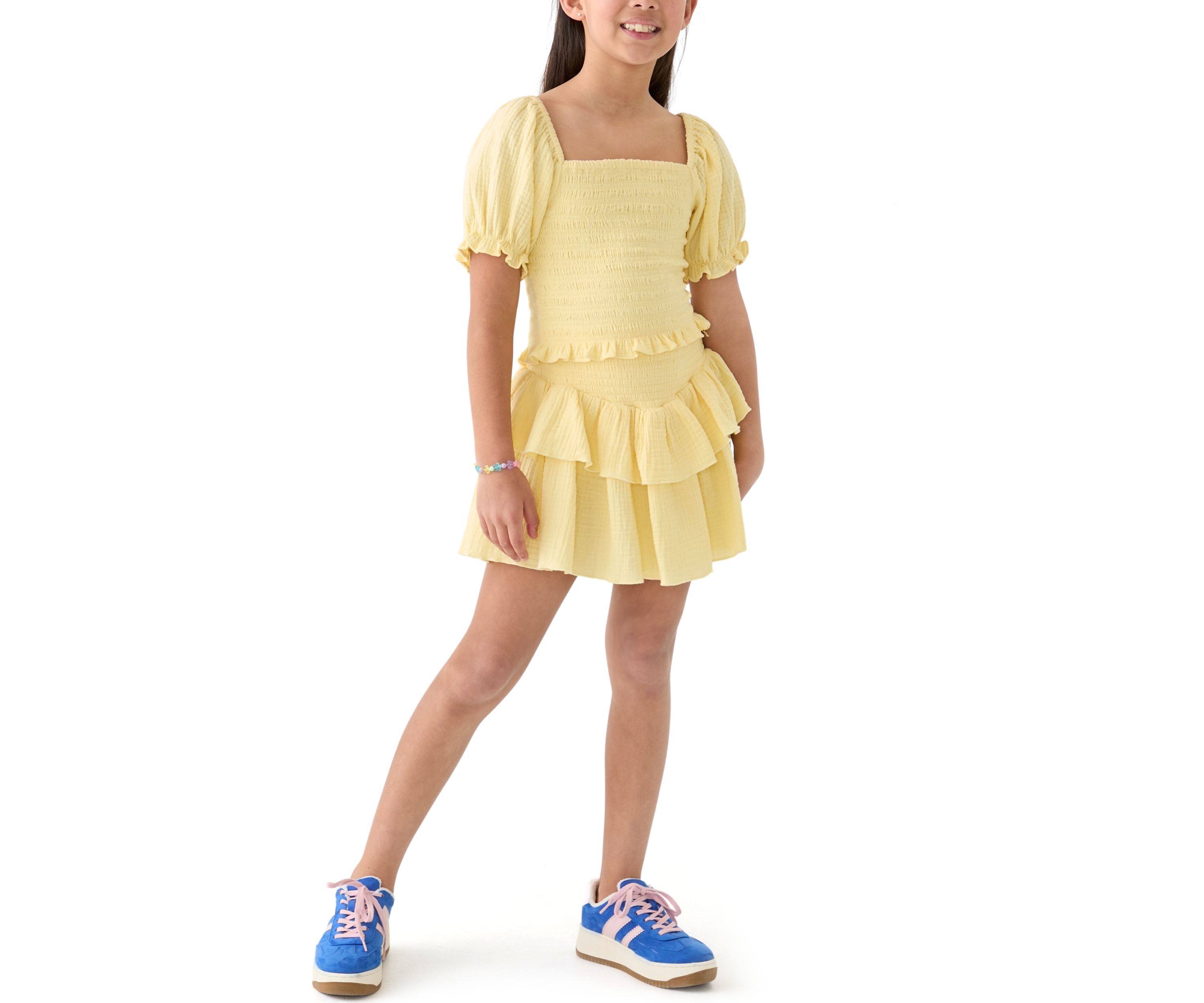 Girls 7-16 Yellow Printed Skirt
