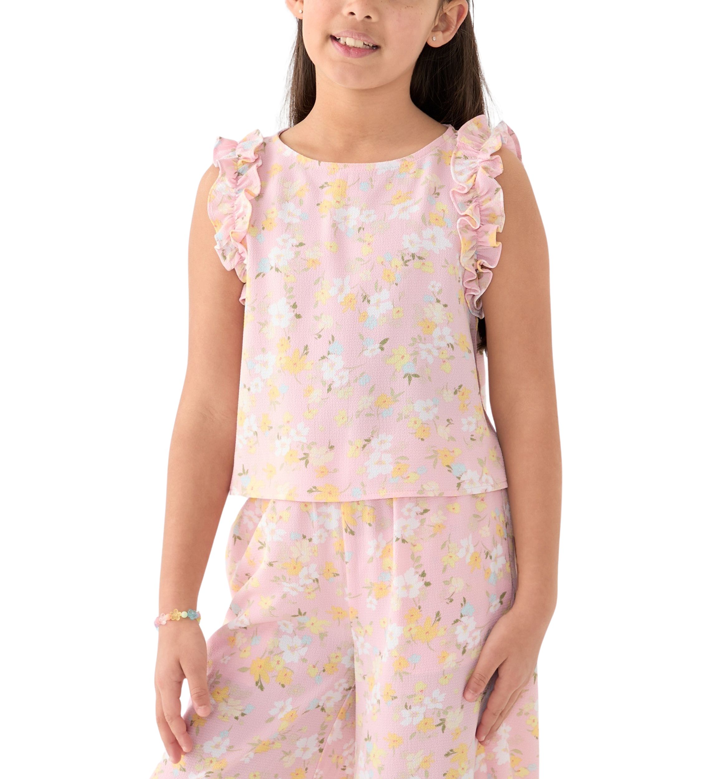 Girls 7-16 Coral Printed Top