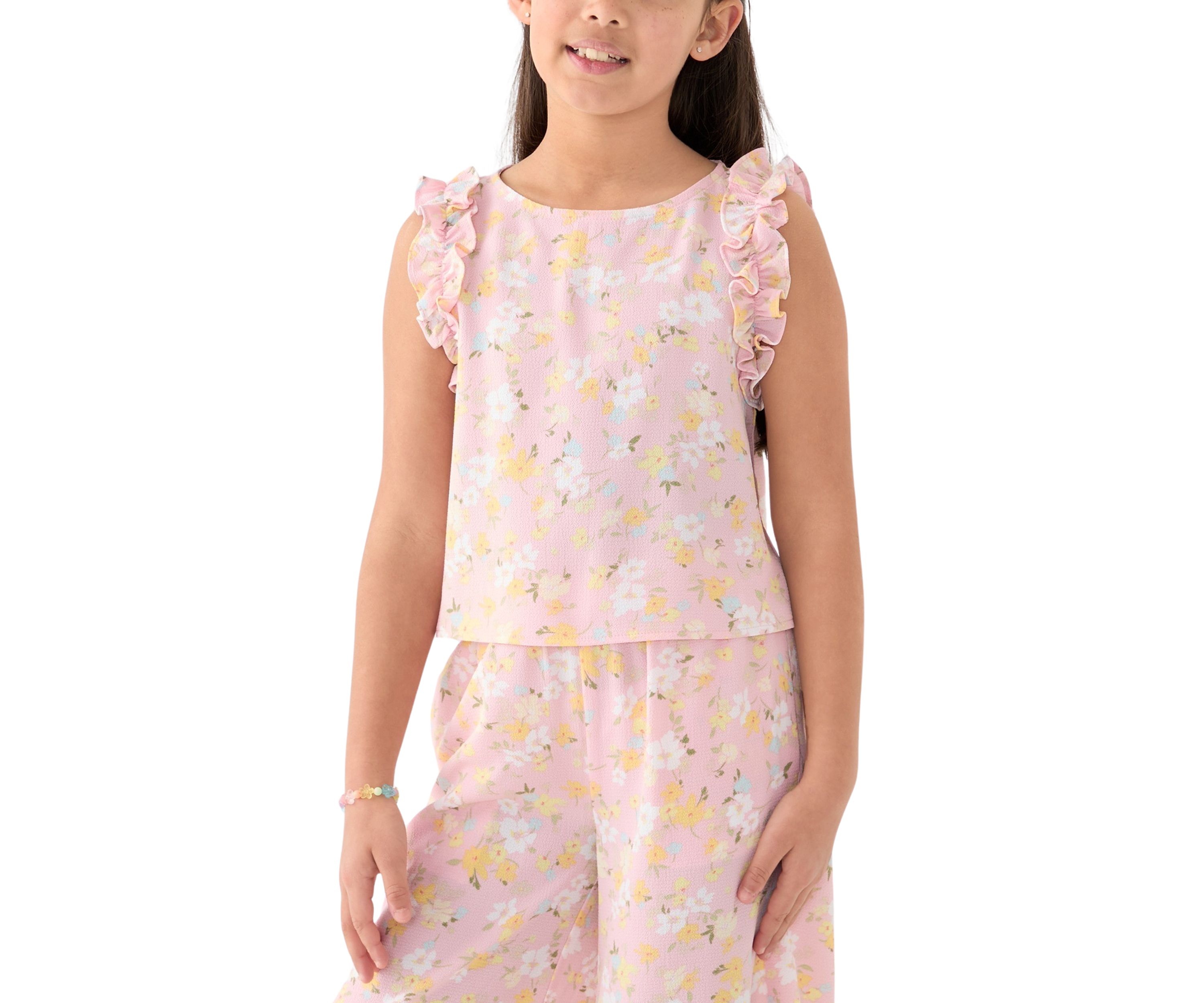 Girls 7-16 Coral Printed Top