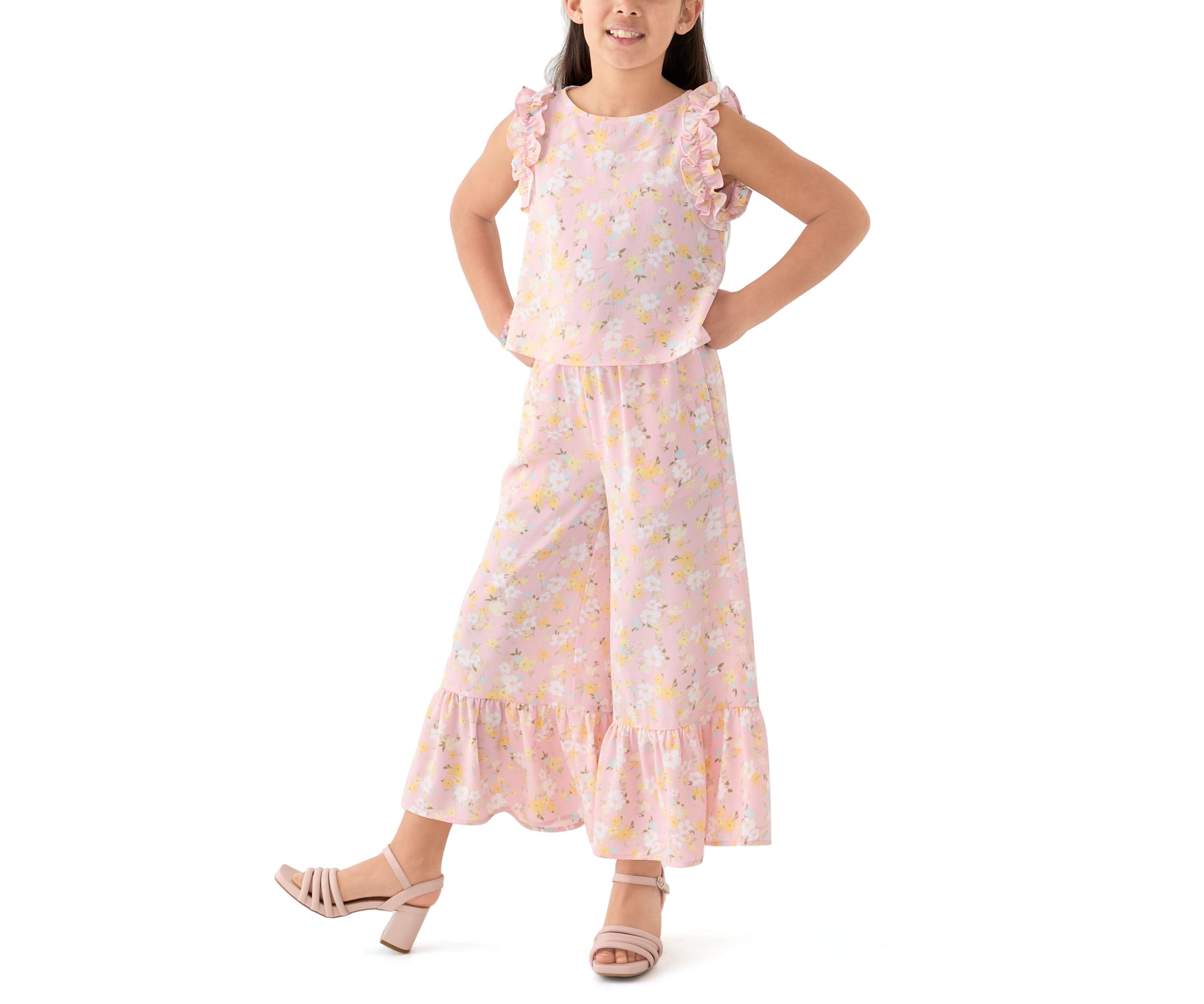 Girls 7-16 Coral Printed Top
