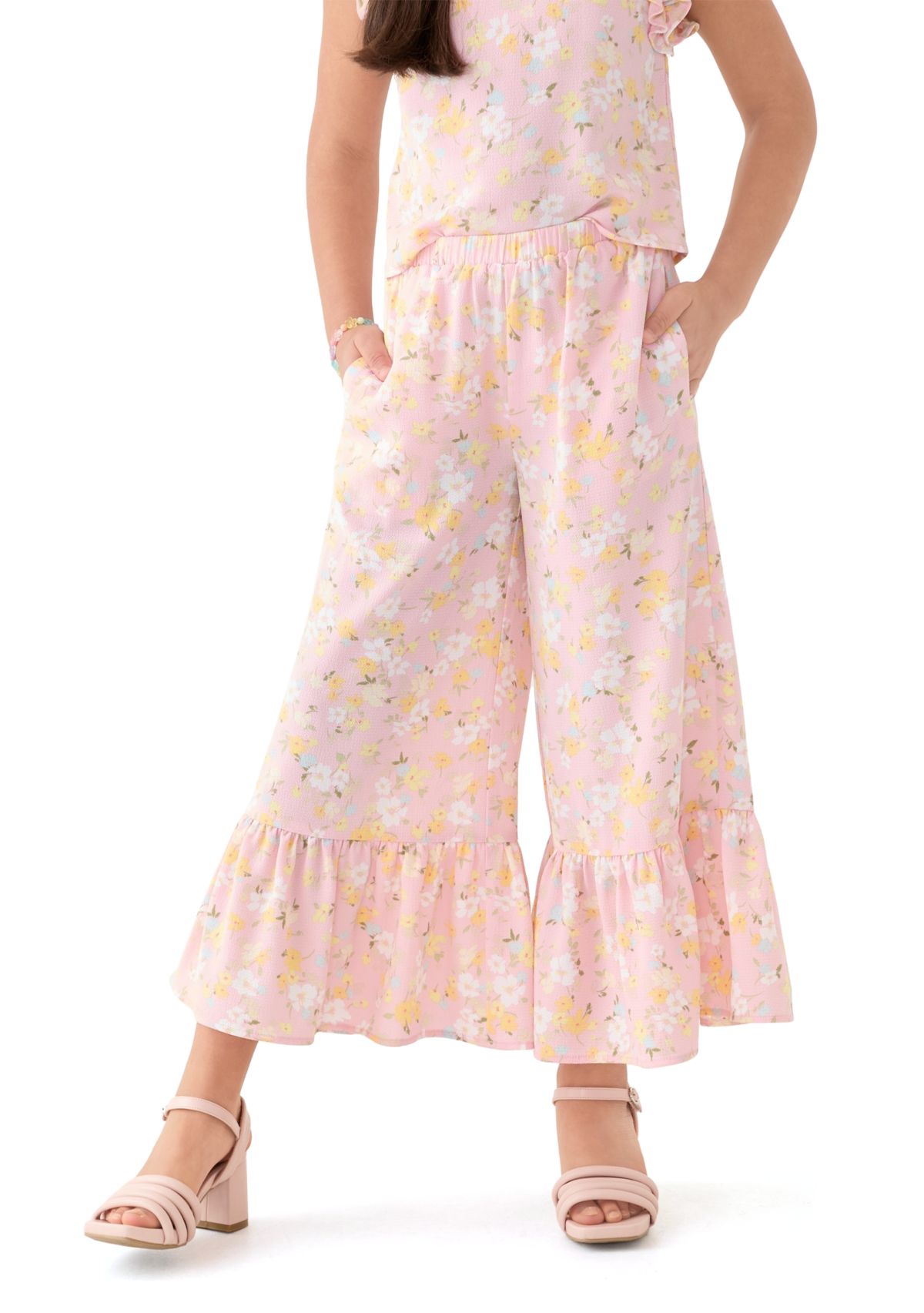 Girls 7-16 Coral Printed Pants 