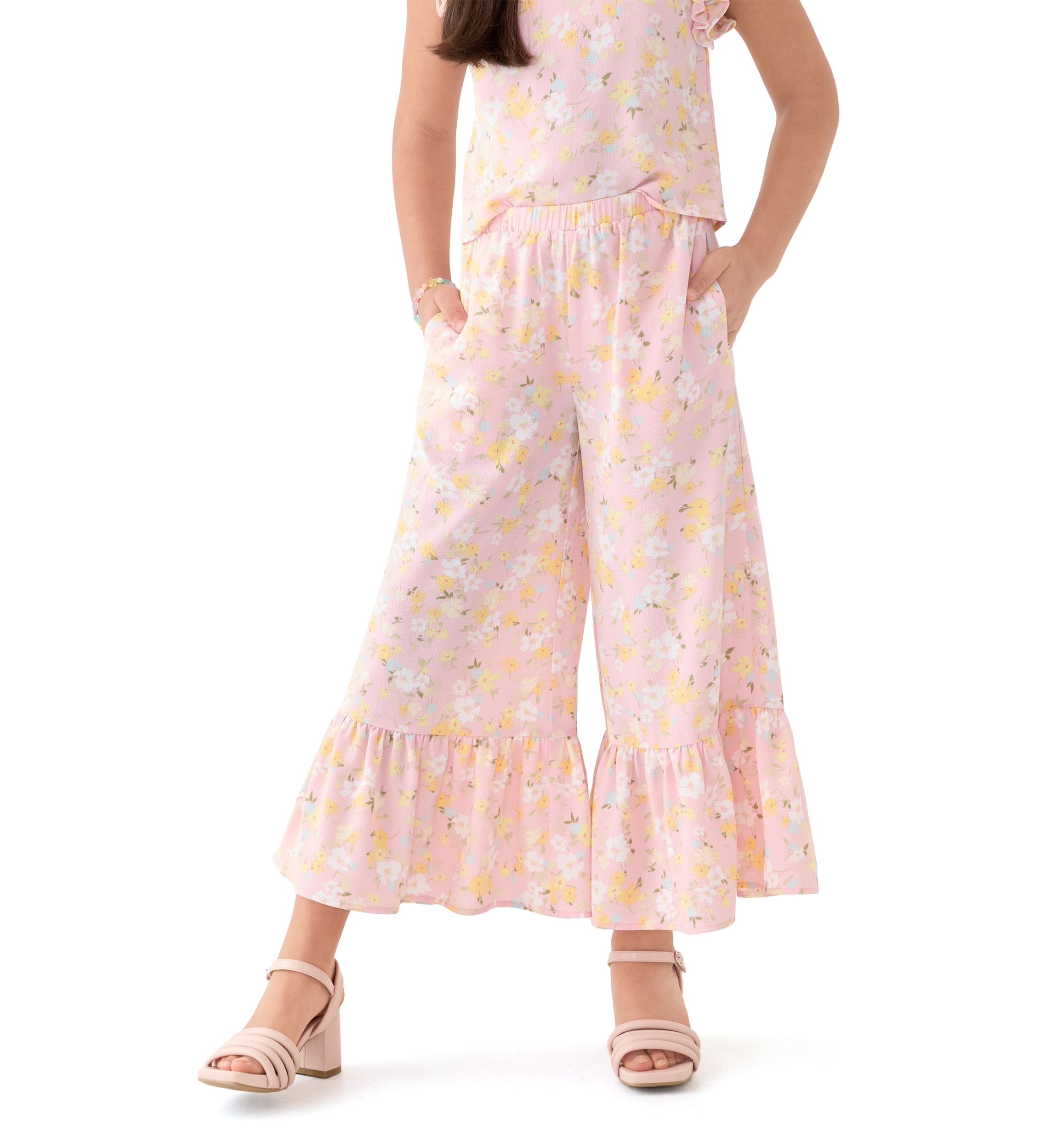 Girls 7-16 Coral Printed Pants 