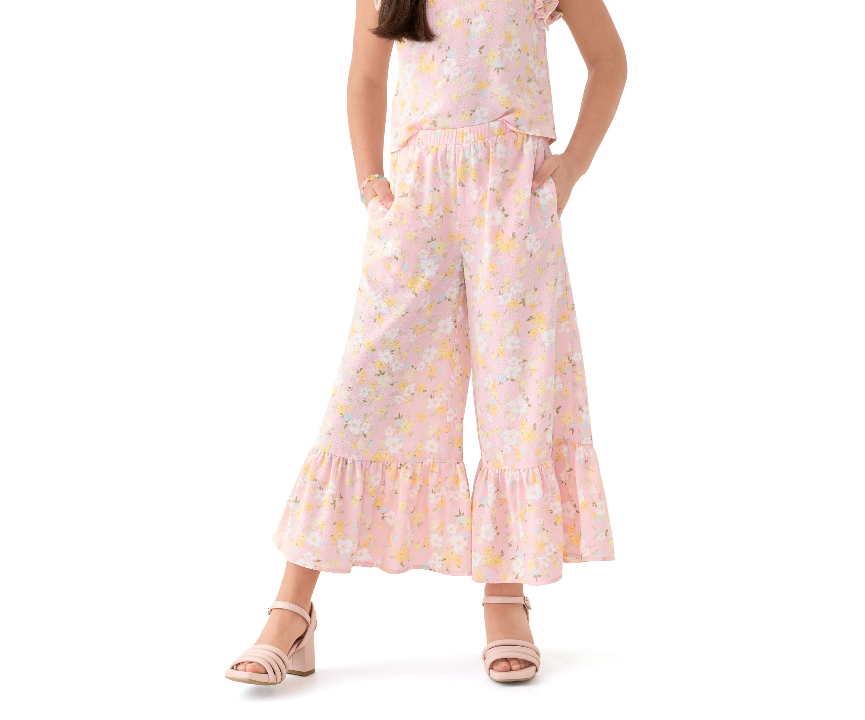 Girls 7-16 Coral Printed Pants 