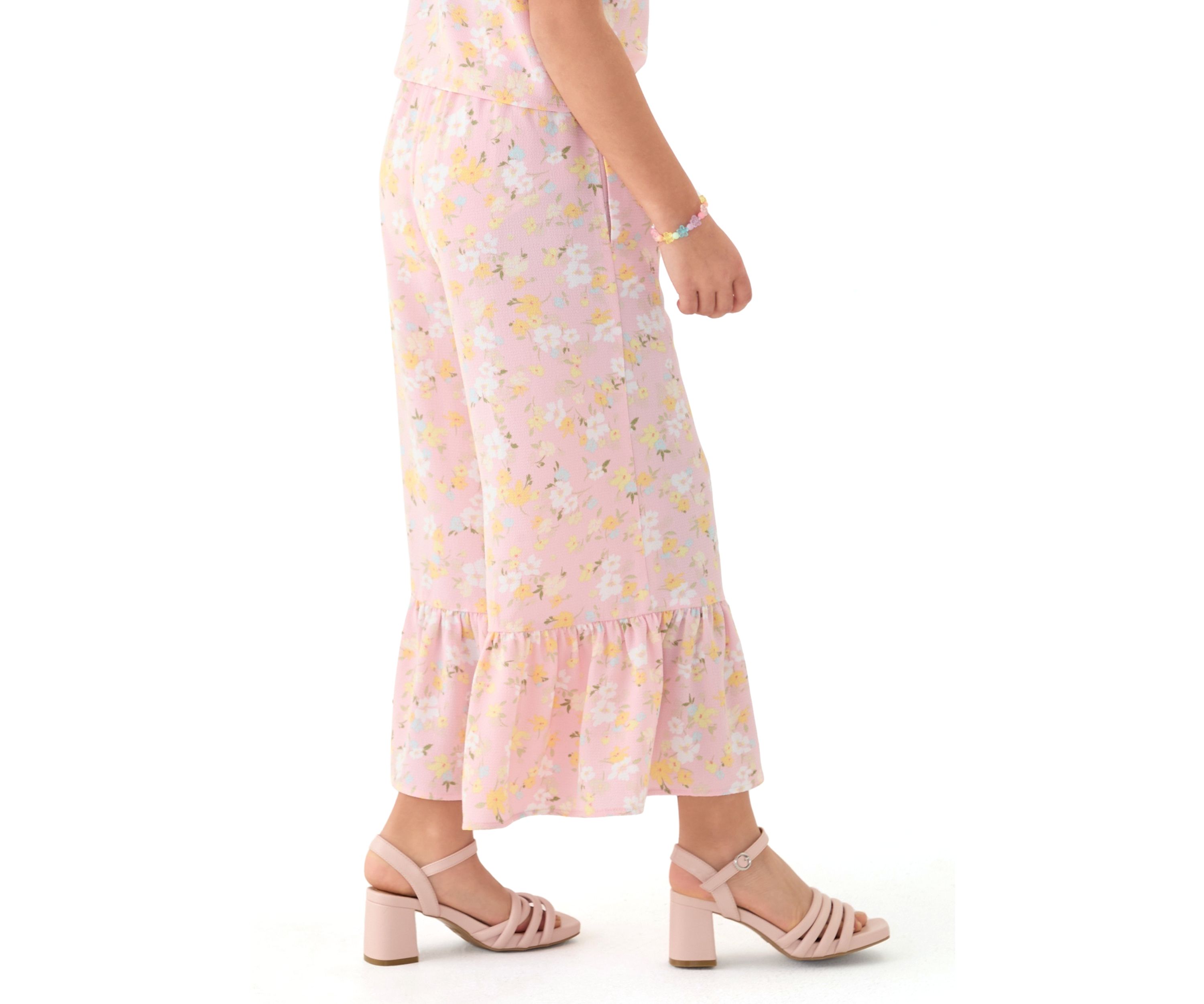 Girls 7-16 Coral Printed Pants 