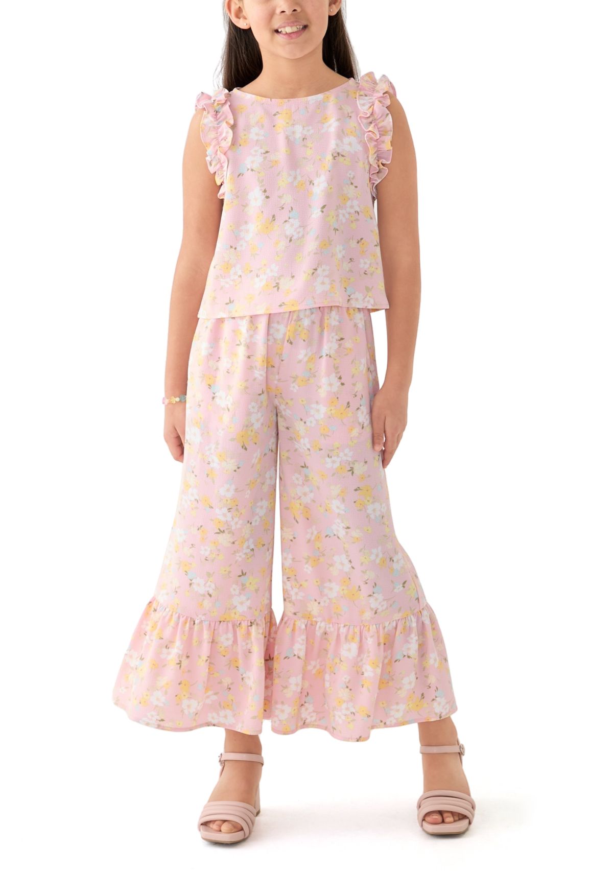 Girls 7-16 Coral Printed Pants 