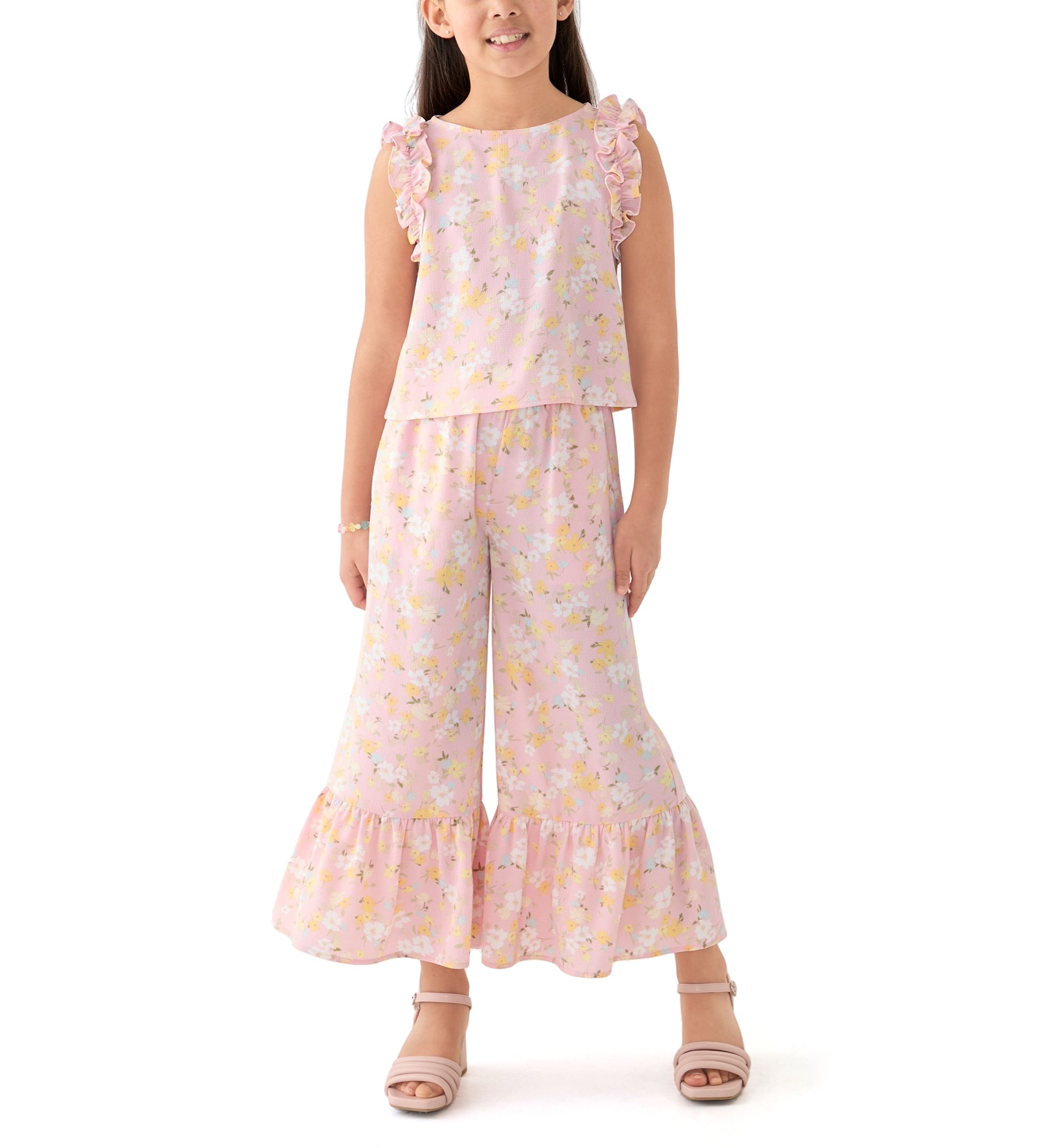 Girls 7-16 Coral Printed Pants 