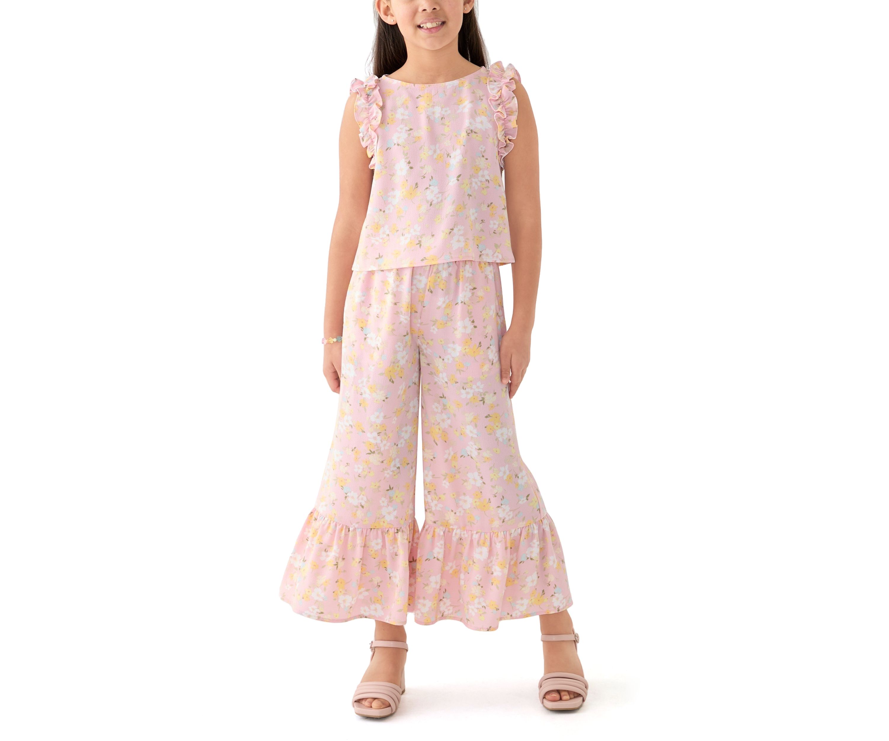 Girls 7-16 Coral Printed Pants 