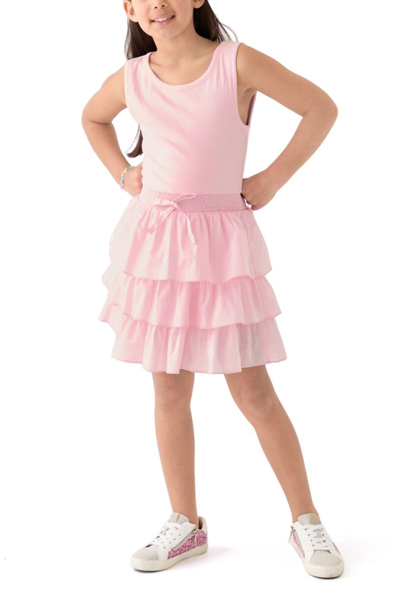 Girls 7-16 Pink Bodice to Ruffle Skirt Dress