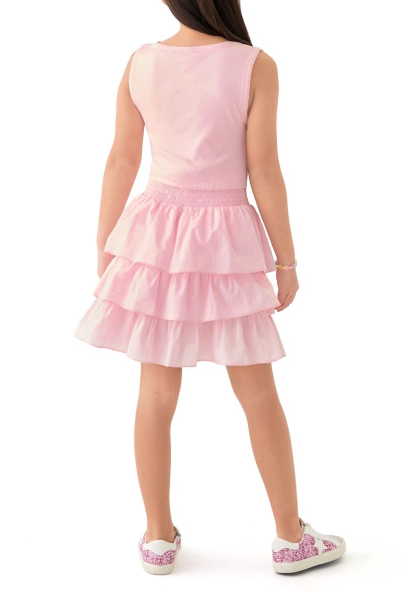 Girls 7-16 Pink Bodice to Ruffle Skirt Dress