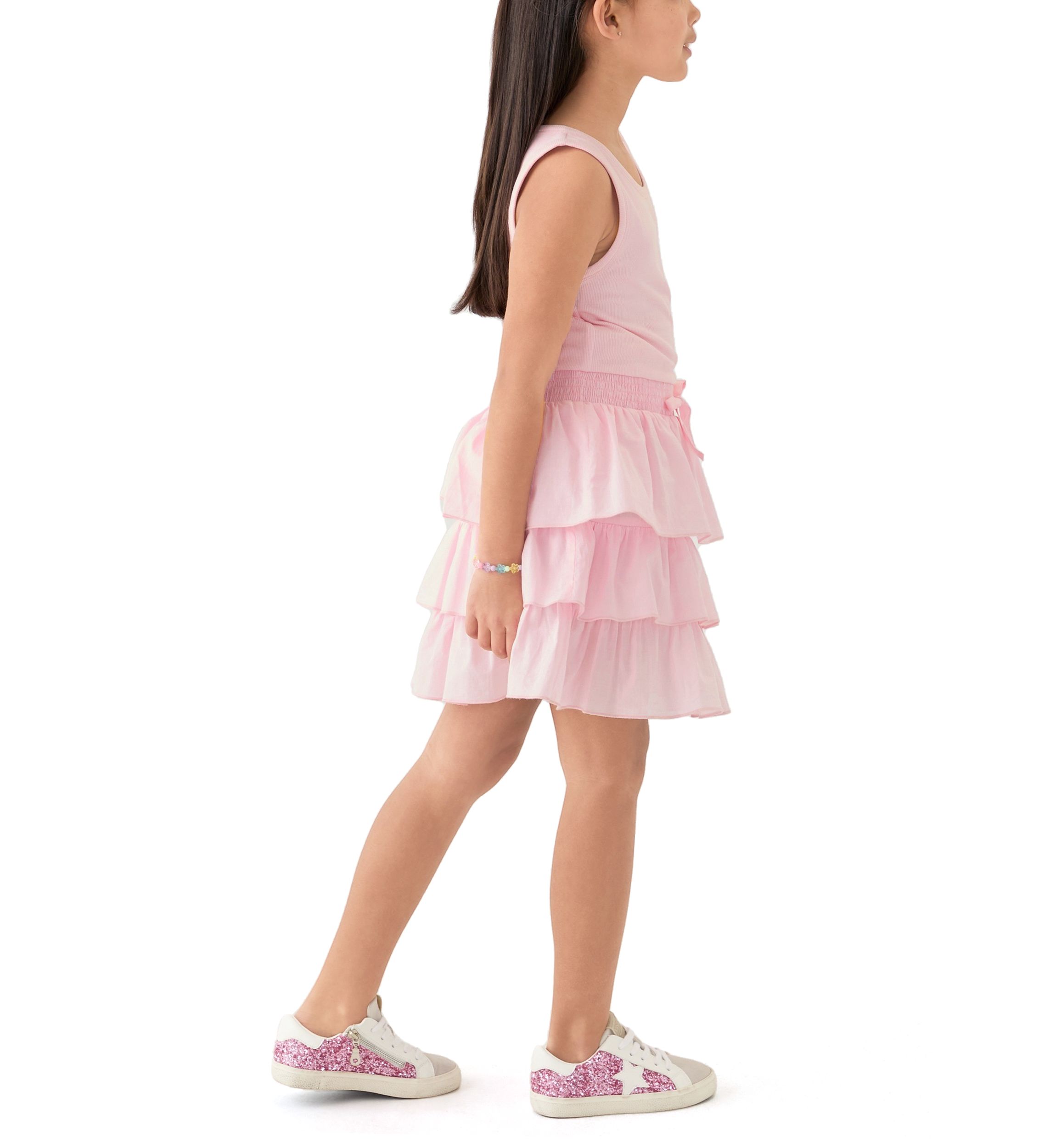 Girls 7-16 Pink Bodice to Ruffle Skirt Dress