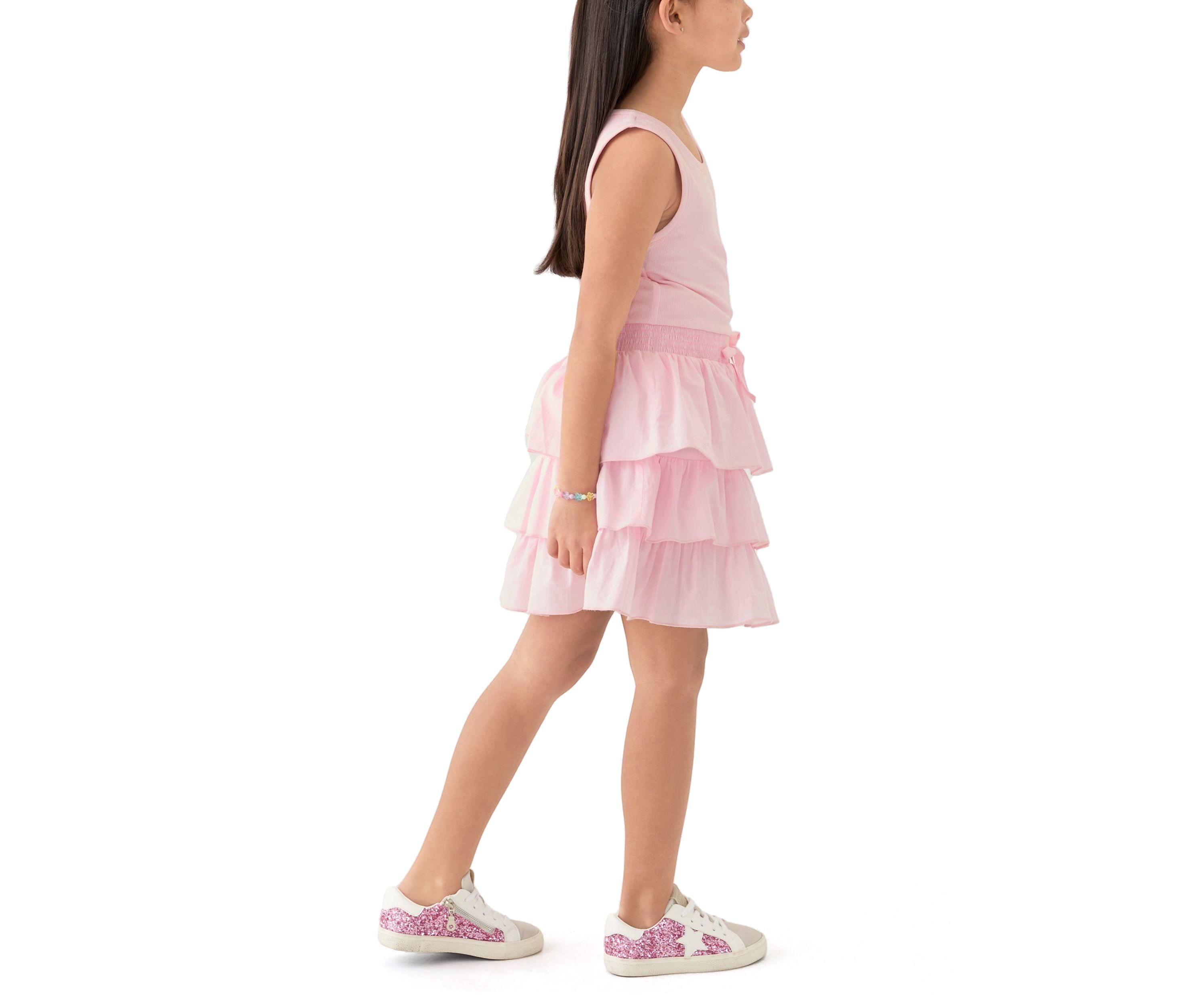 Girls 7-16 Pink Bodice to Ruffle Skirt Dress