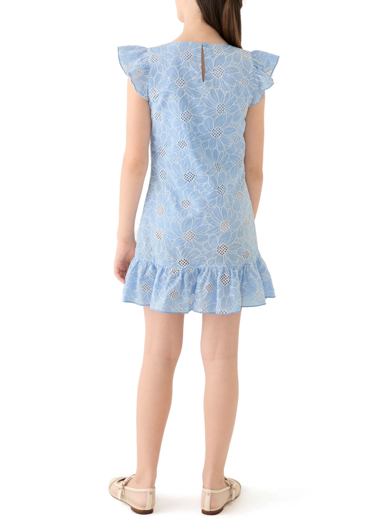 Girls 7-16 Blue Eyelet Dress