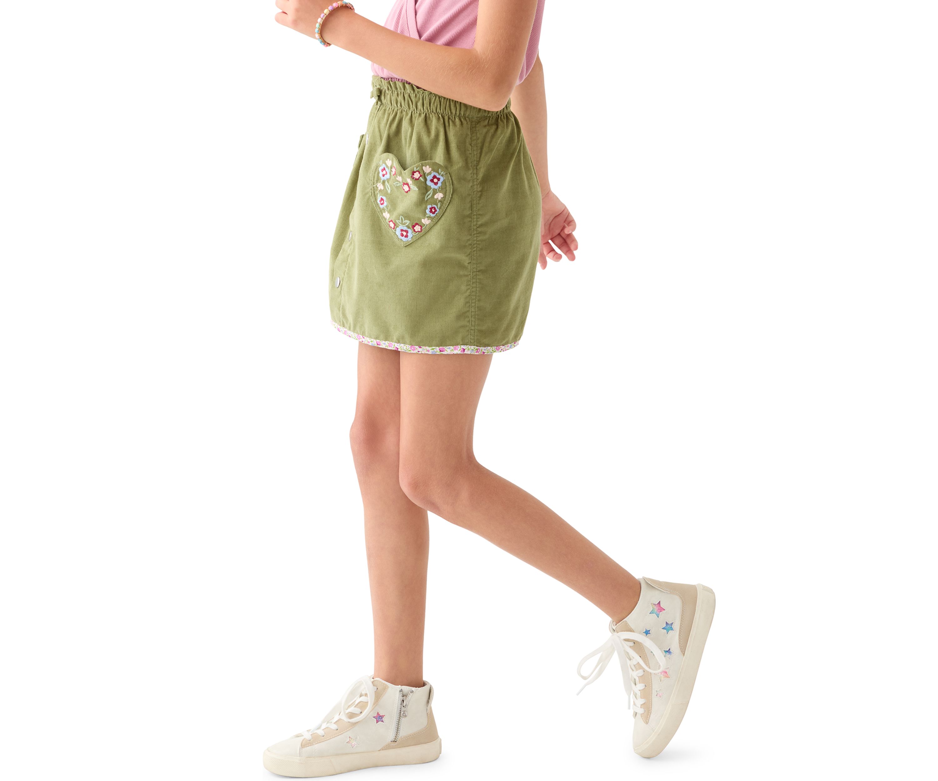 Girls 7-16 Heart Pockets Corduroy Skirt 