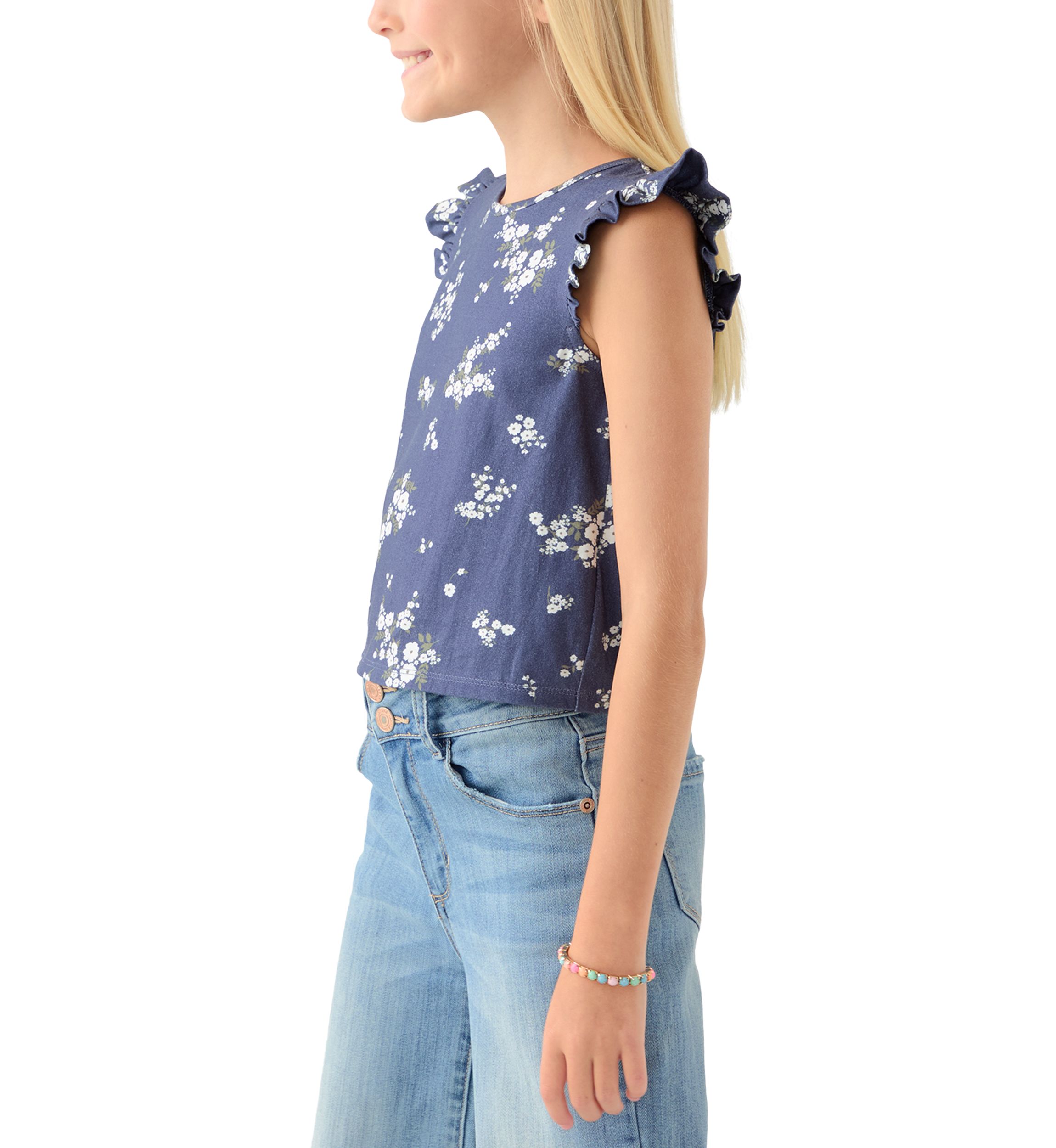 Girls 7-16 Ruffle Cross Back Top