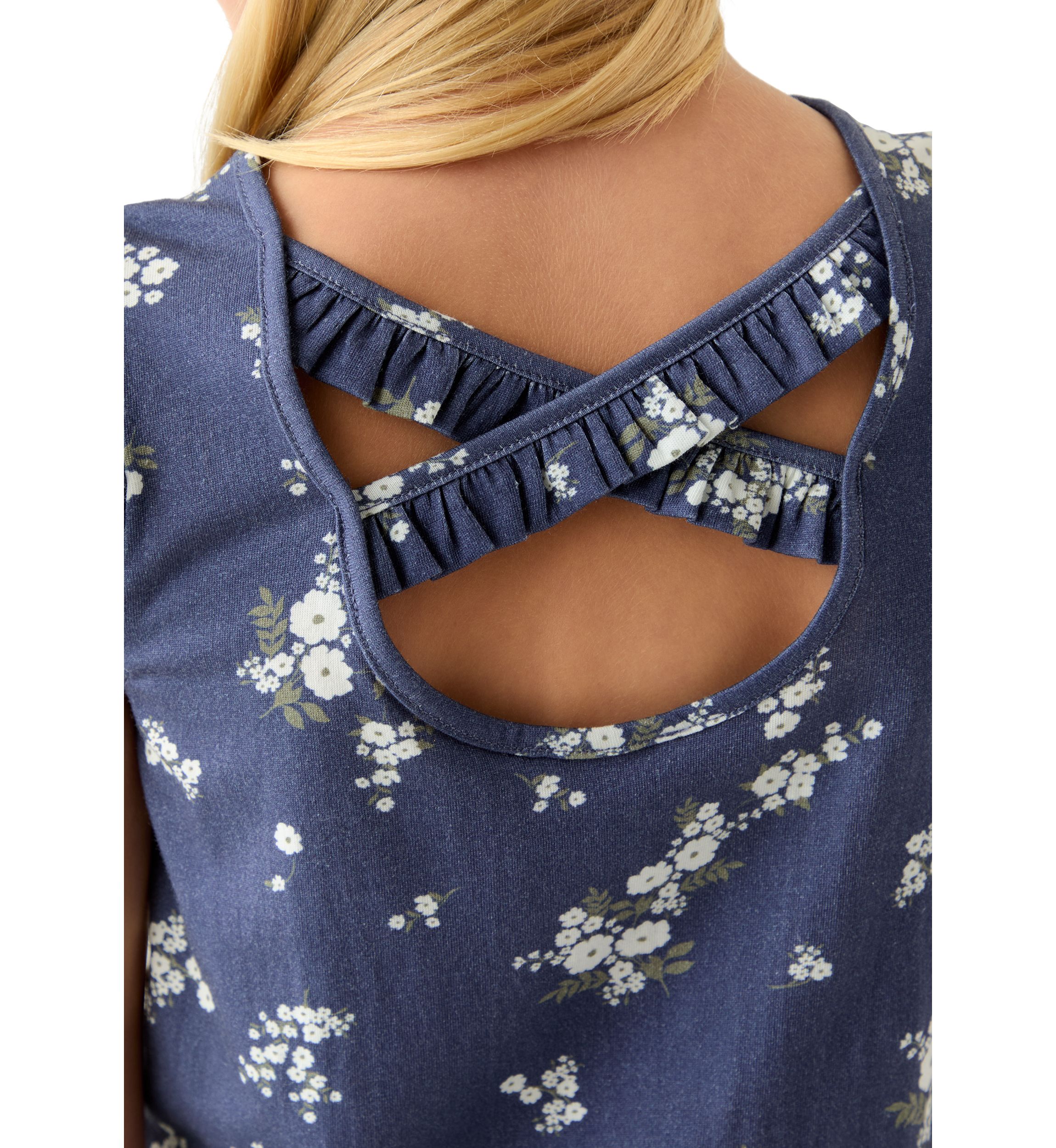 Girls 7-16 Ruffle Cross Back Top