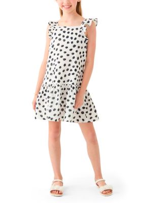 CeCe Girls 7-16 Polka Dot Dress, White, Medium