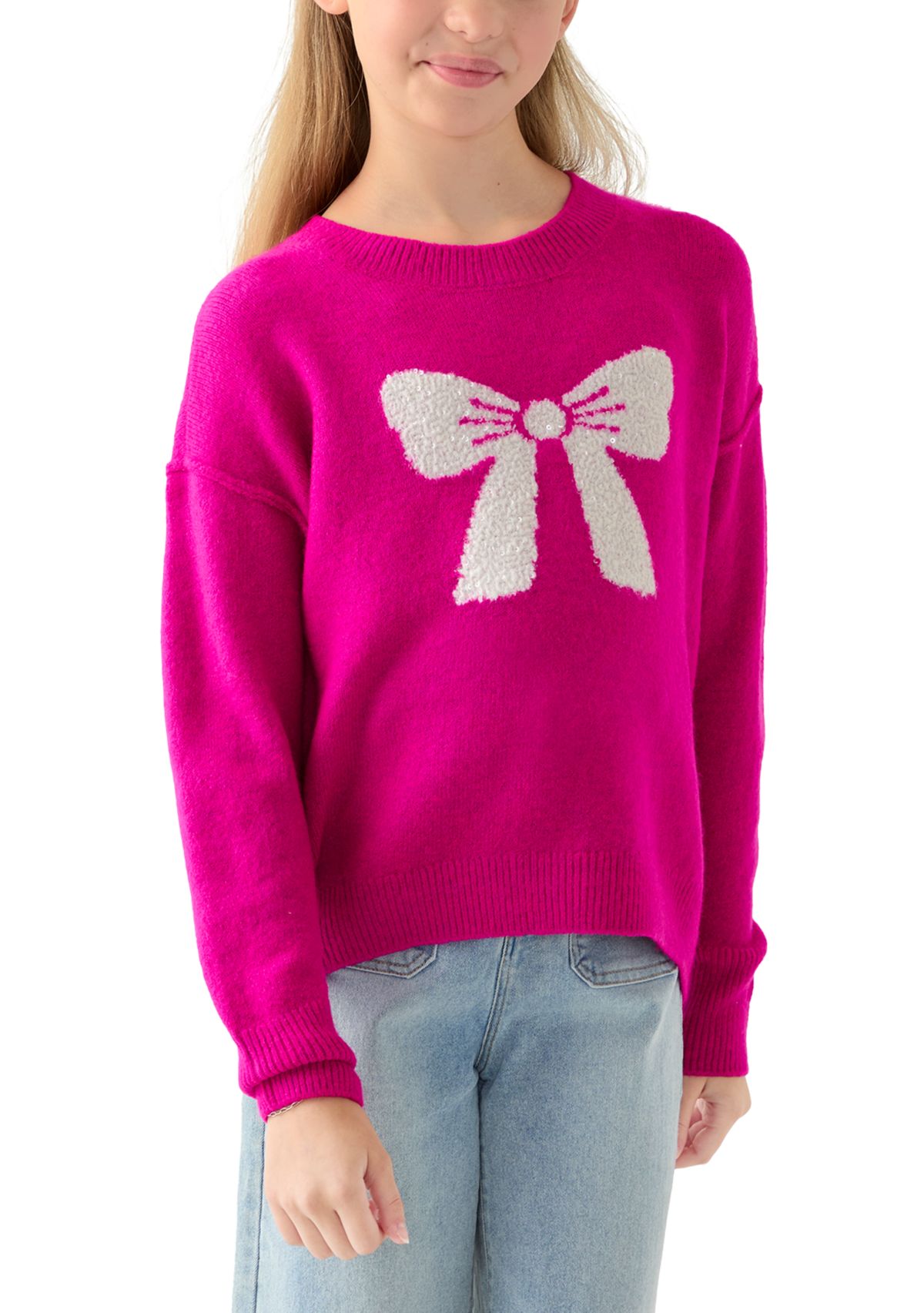 Girls 7-16 Sequin Bow Sweater
