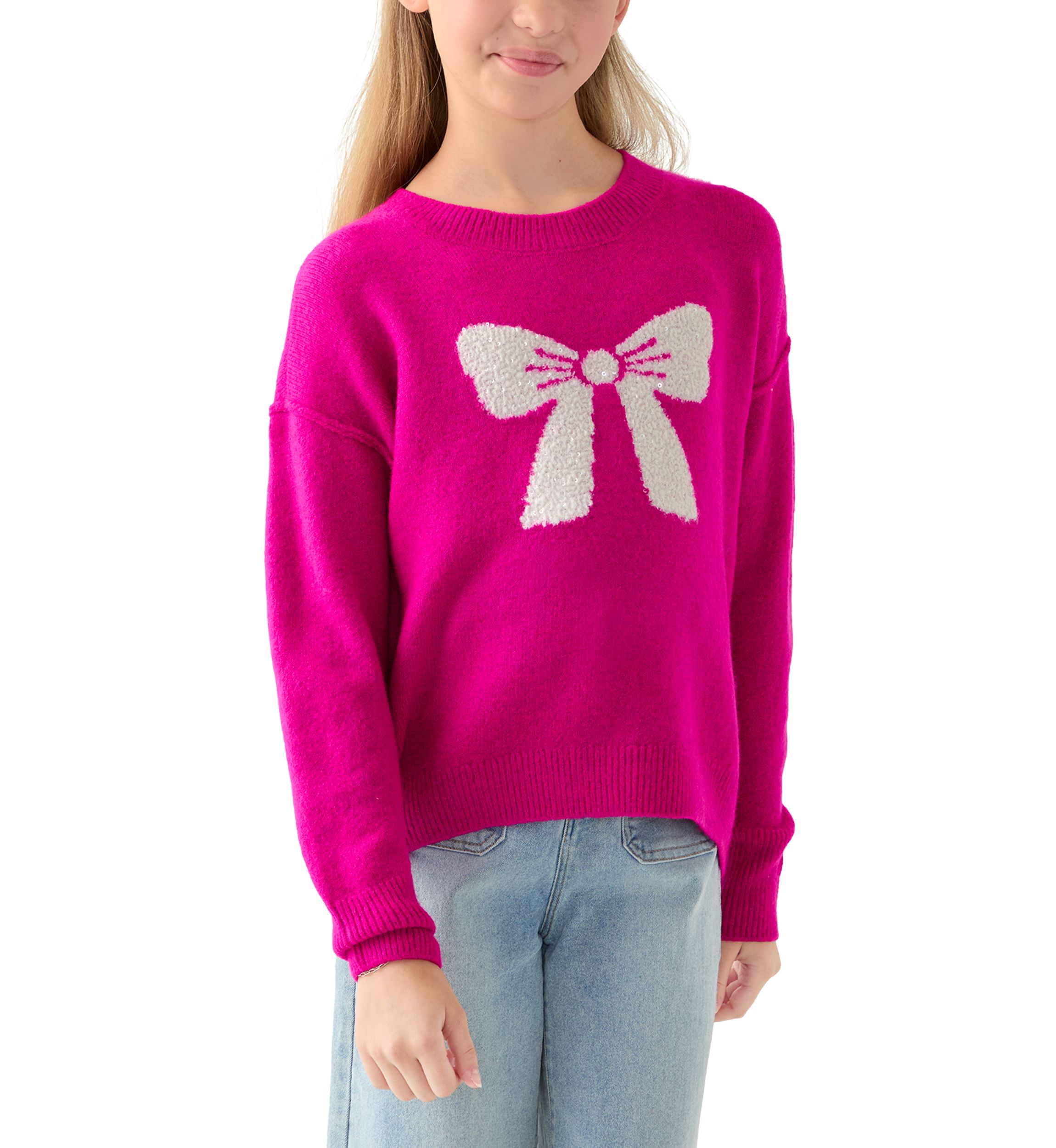 Girls 7-16 Sequin Bow Sweater